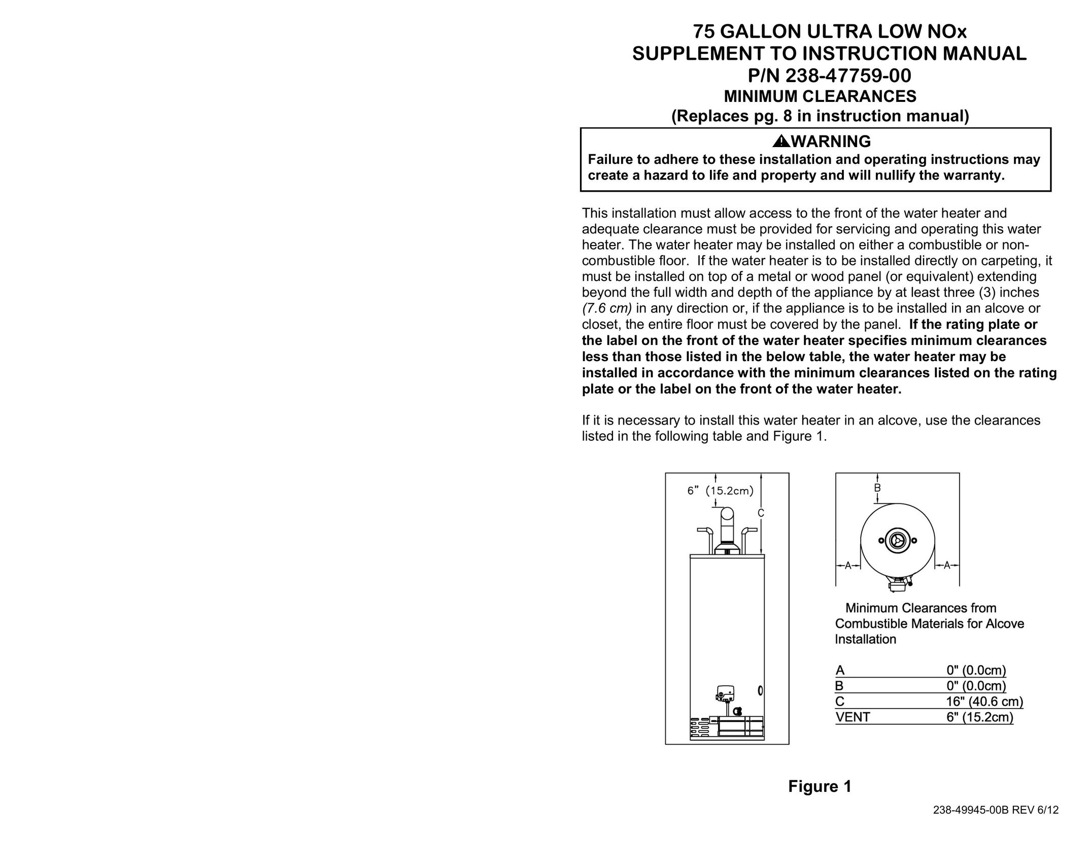Honeywell 75 GALLON ULTRA LOW NOx Water Heater User Manual