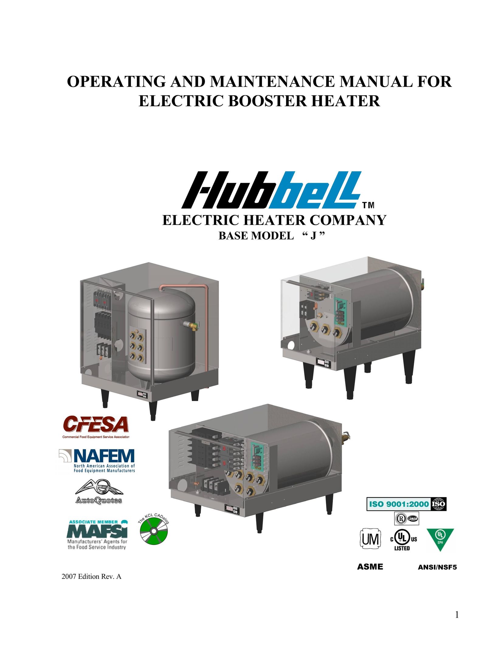 Hubbell Electric Heater Company J Water Heater User Manual
