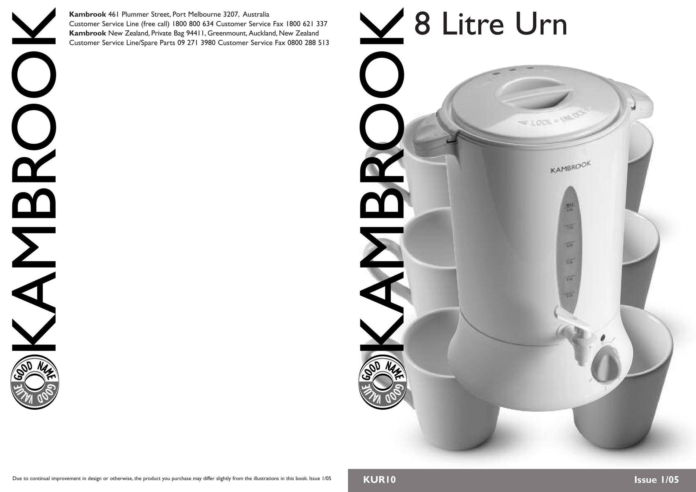 Kambrook KUR10 Water Heater User Manual