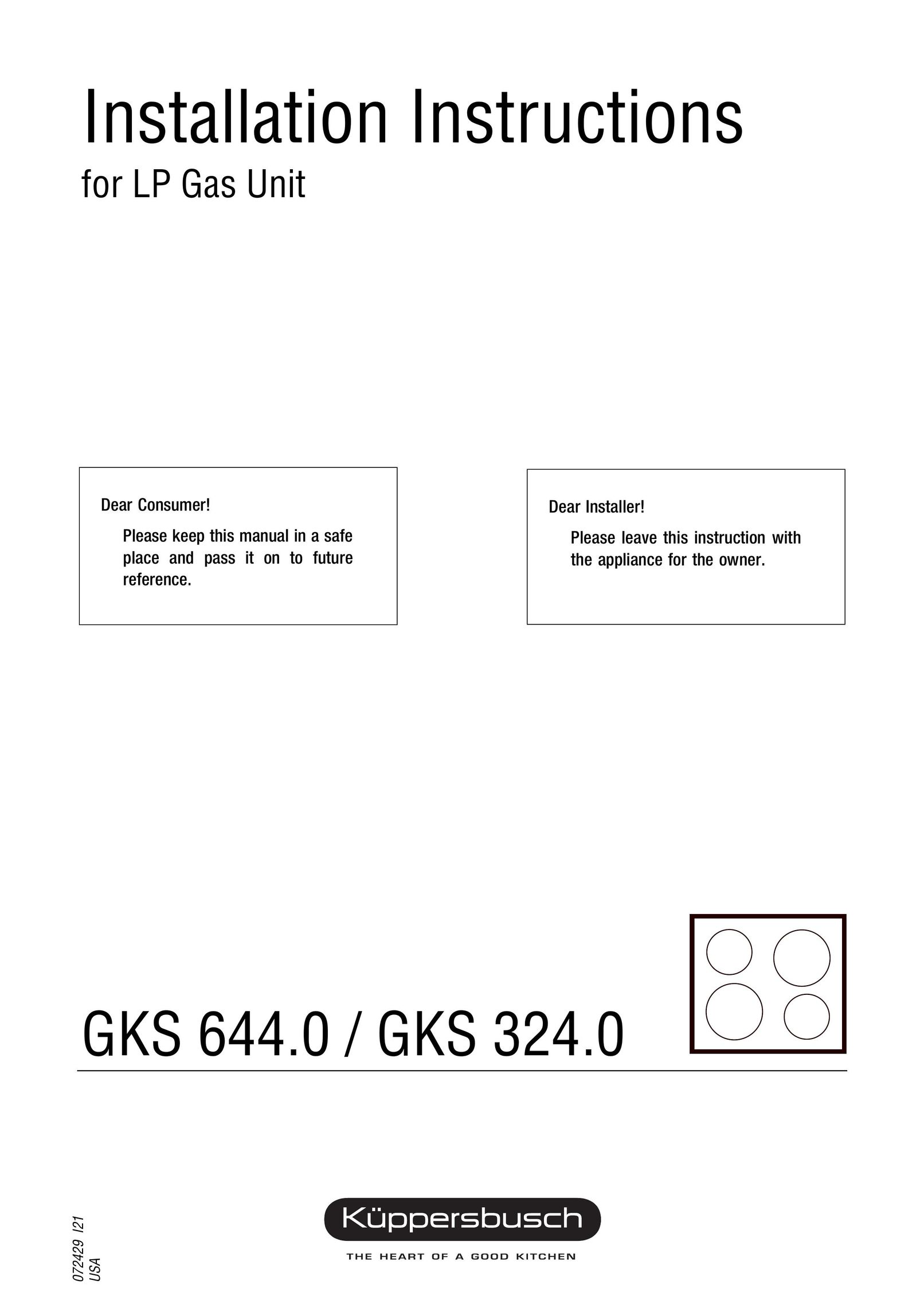 Kuppersbusch USA GKS 324.0 Water Heater User Manual
