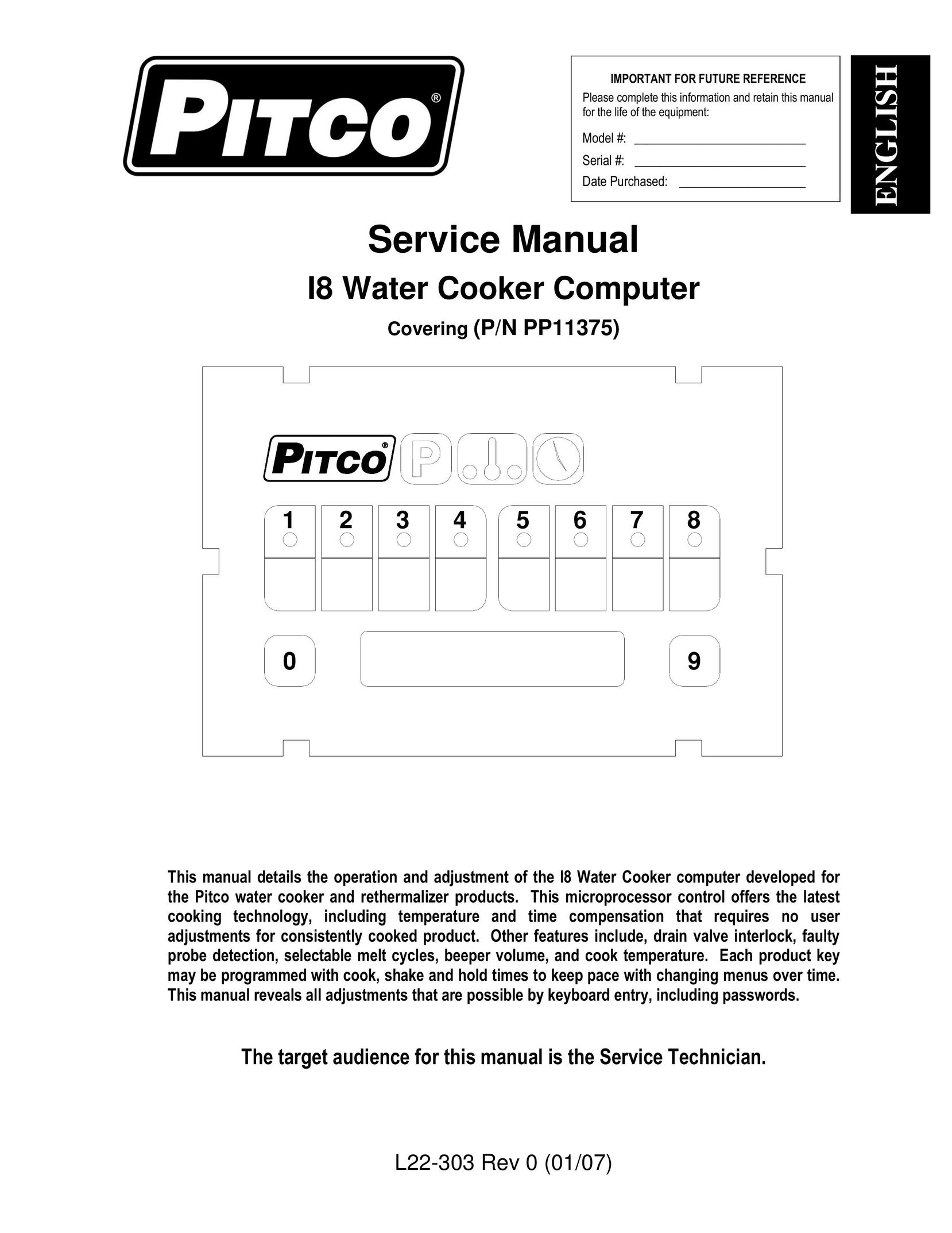 Pitco Frialator L22-303 Water Heater User Manual