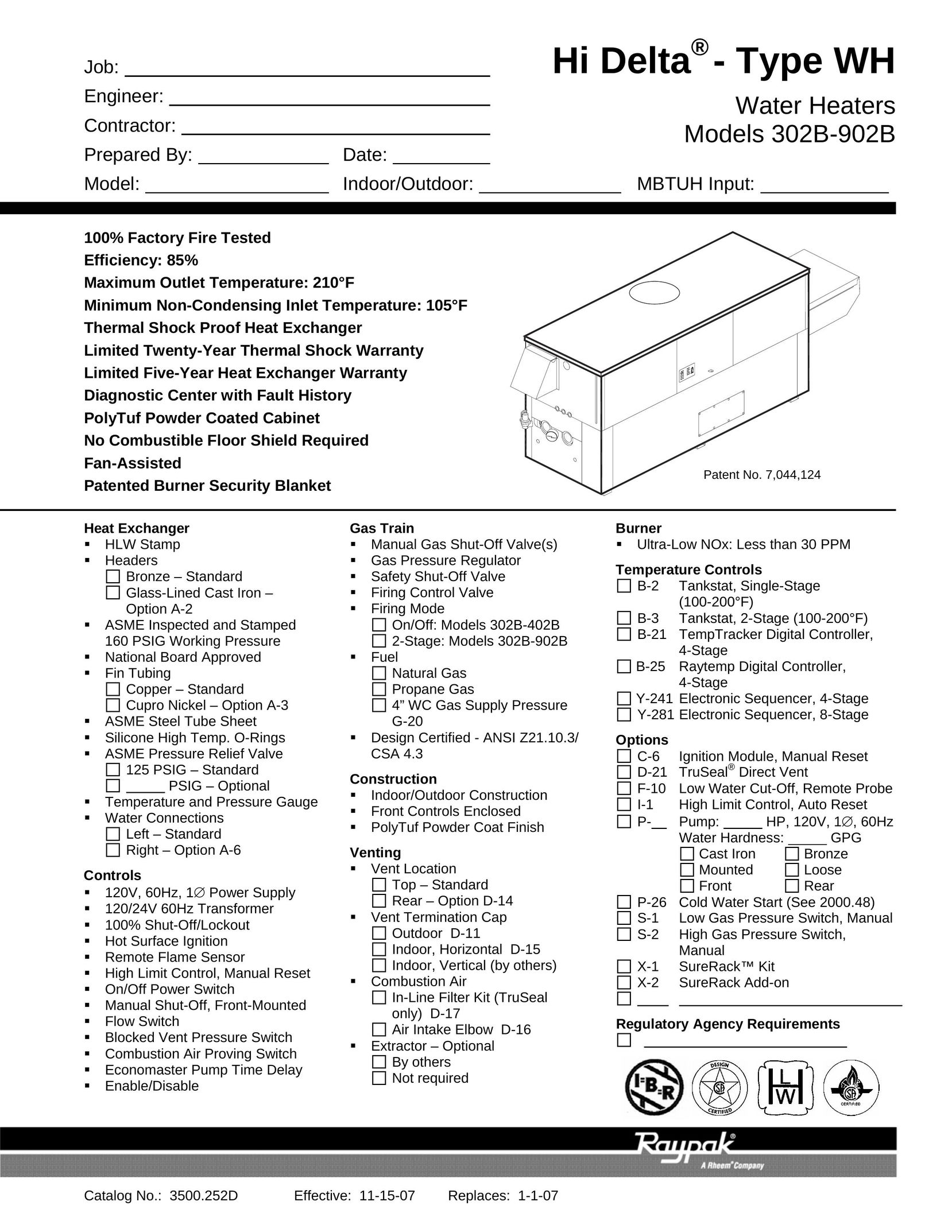 Raypak 302B-902B Water Heater User Manual