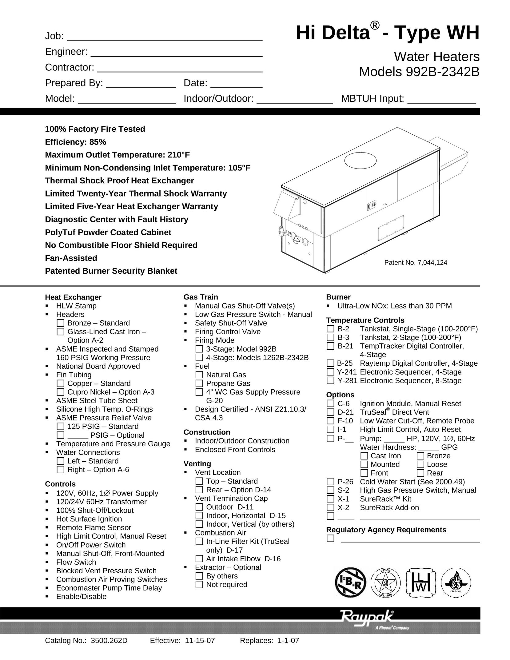 Raypak 992B-2342B Water Heater User Manual