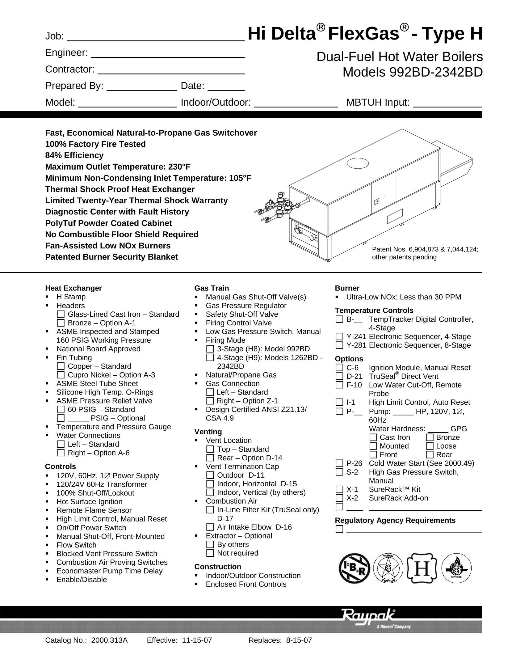 Raypak 992BD-2342BD Water Heater User Manual