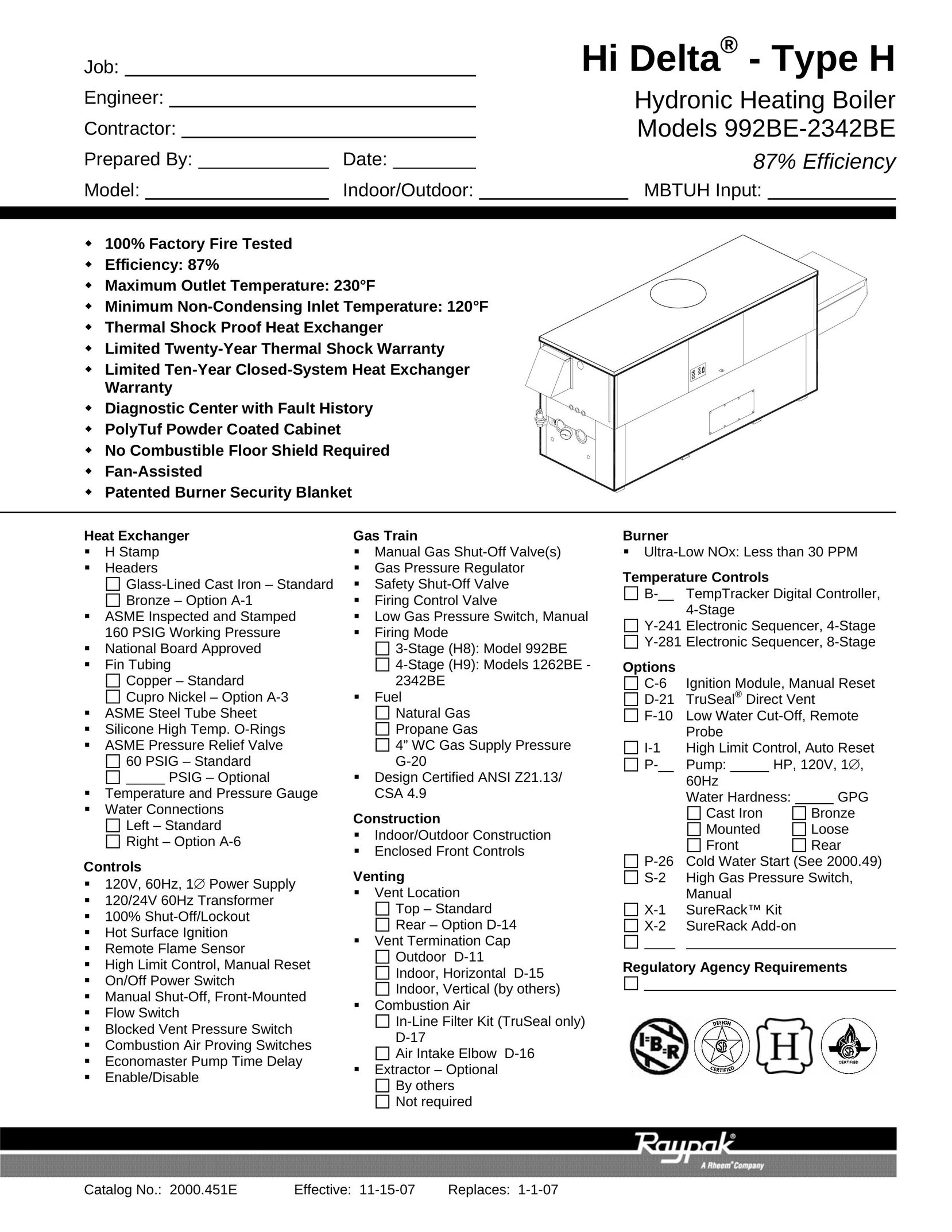 Raypak 992BE-2342BE Water Heater User Manual
