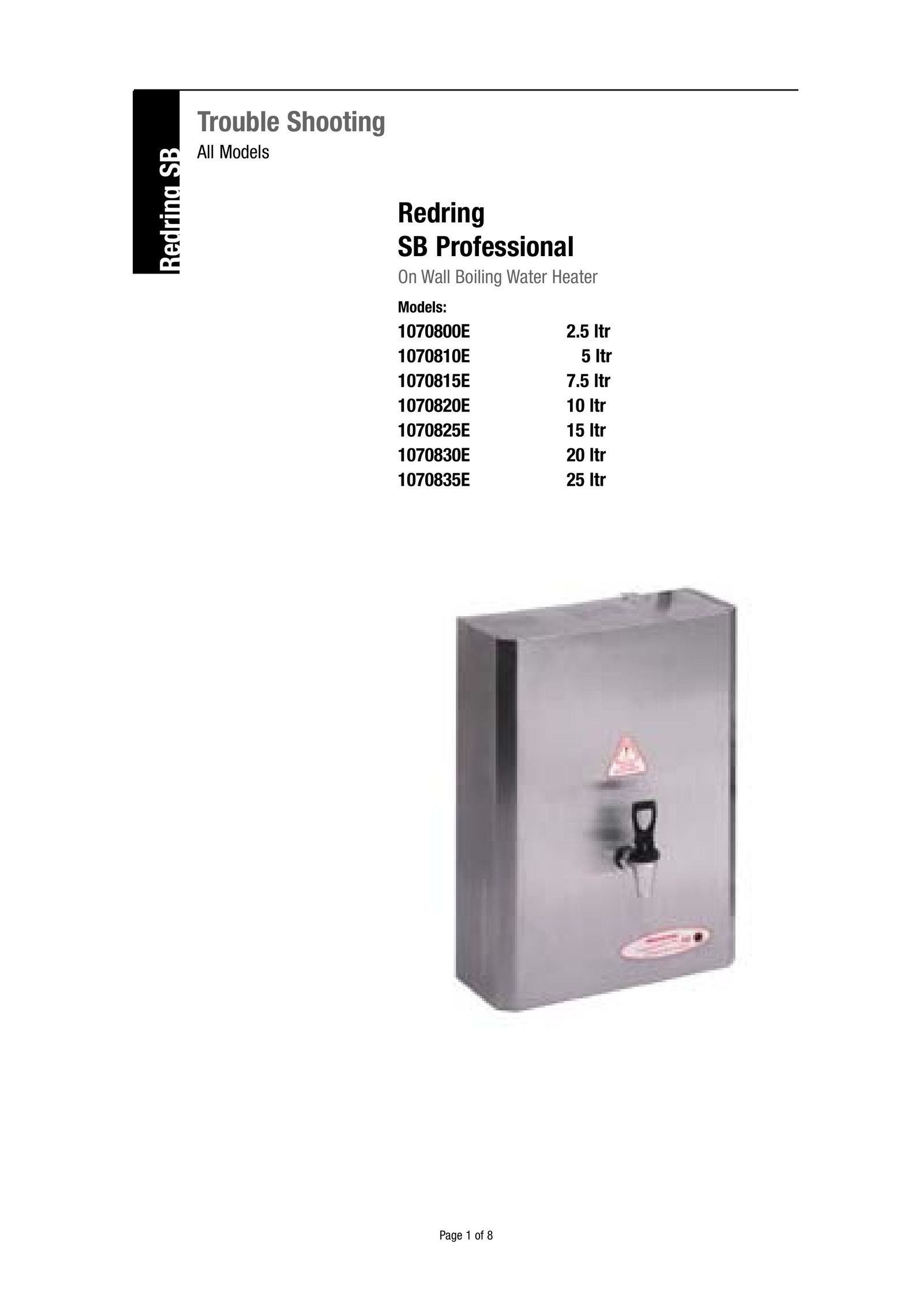 Redring 1070800E Water Heater User Manual