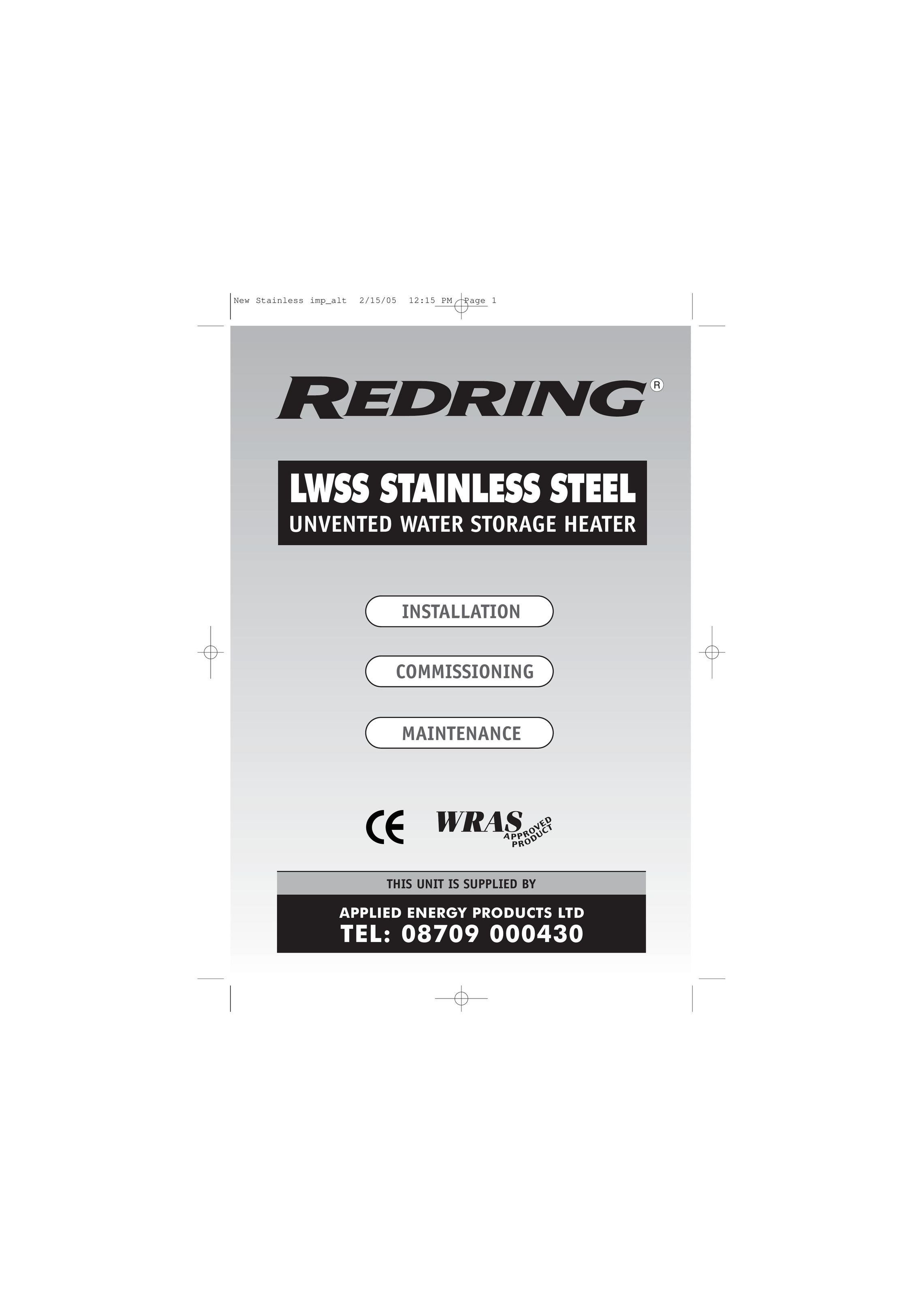 Redring DC3810 Water Heater User Manual