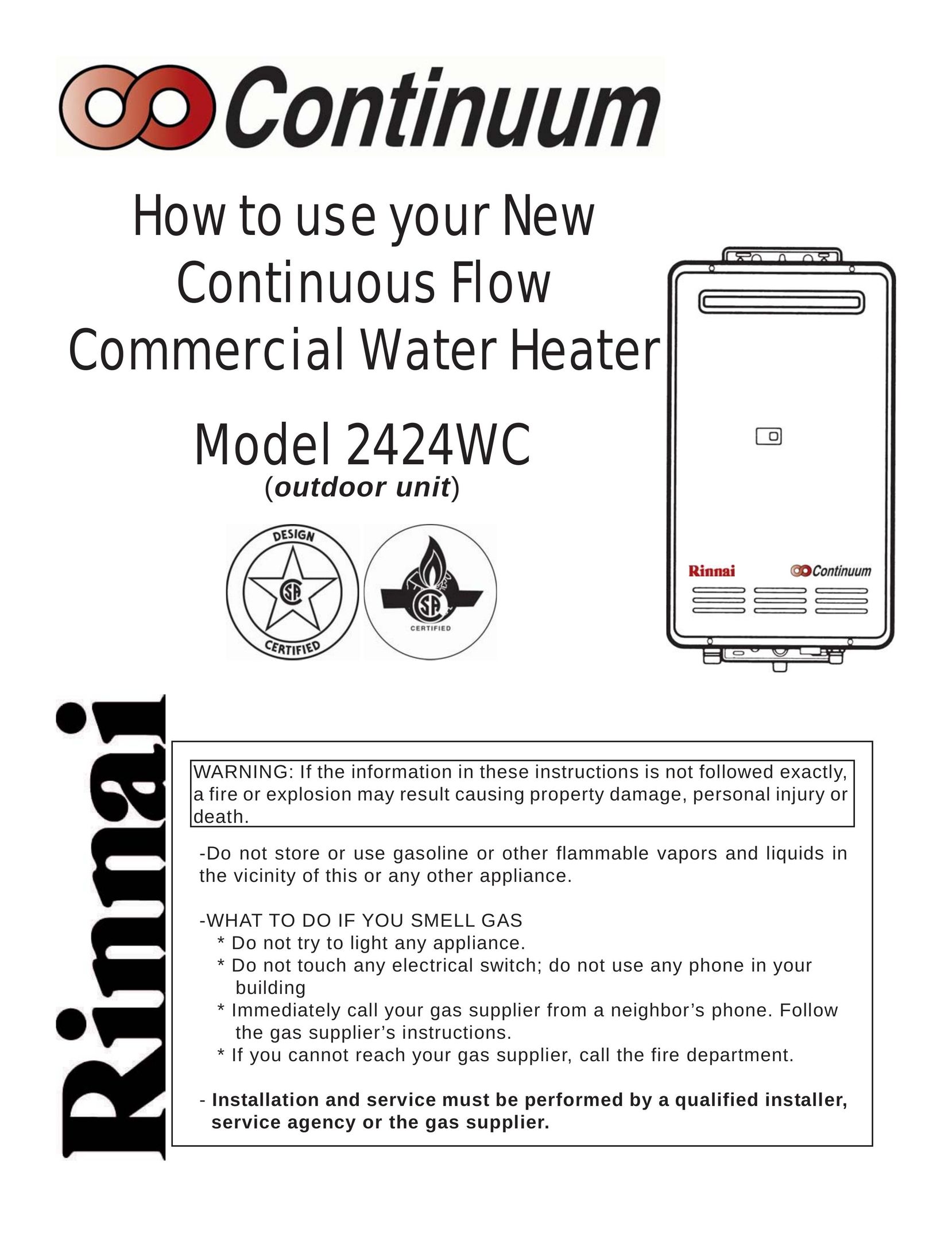 Rinnai 2424WC Water Heater User Manual