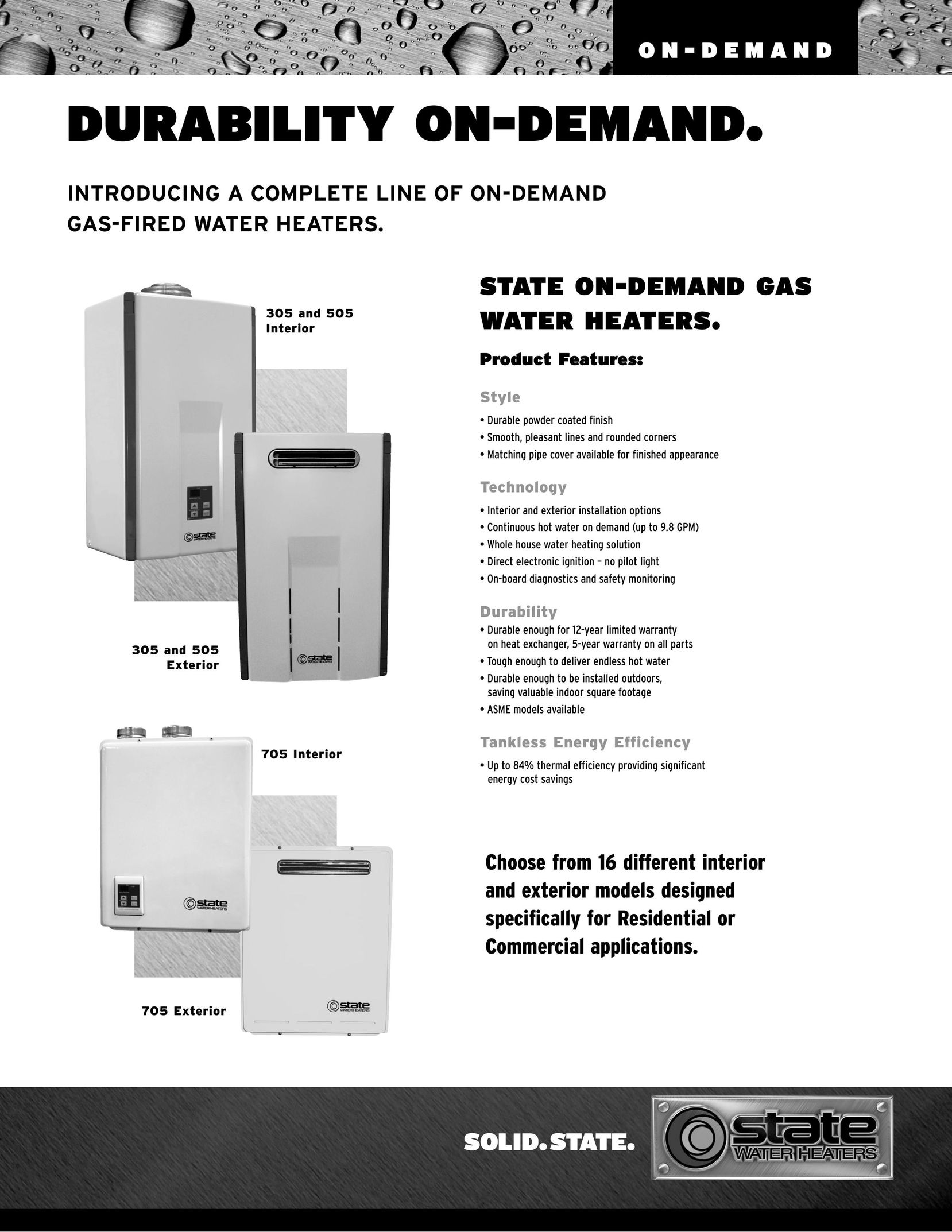 State Industries 305 Exterior Water Heater User Manual