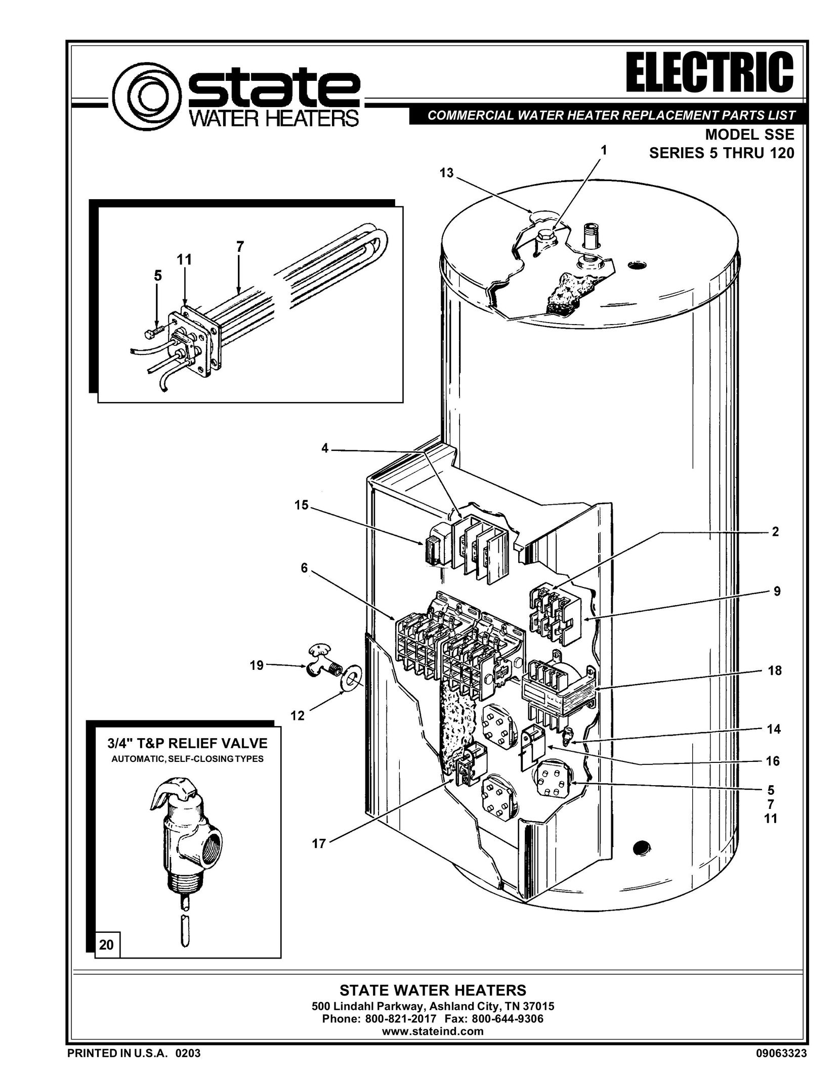 State Industries 5 THRU 120 Water Heater User Manual