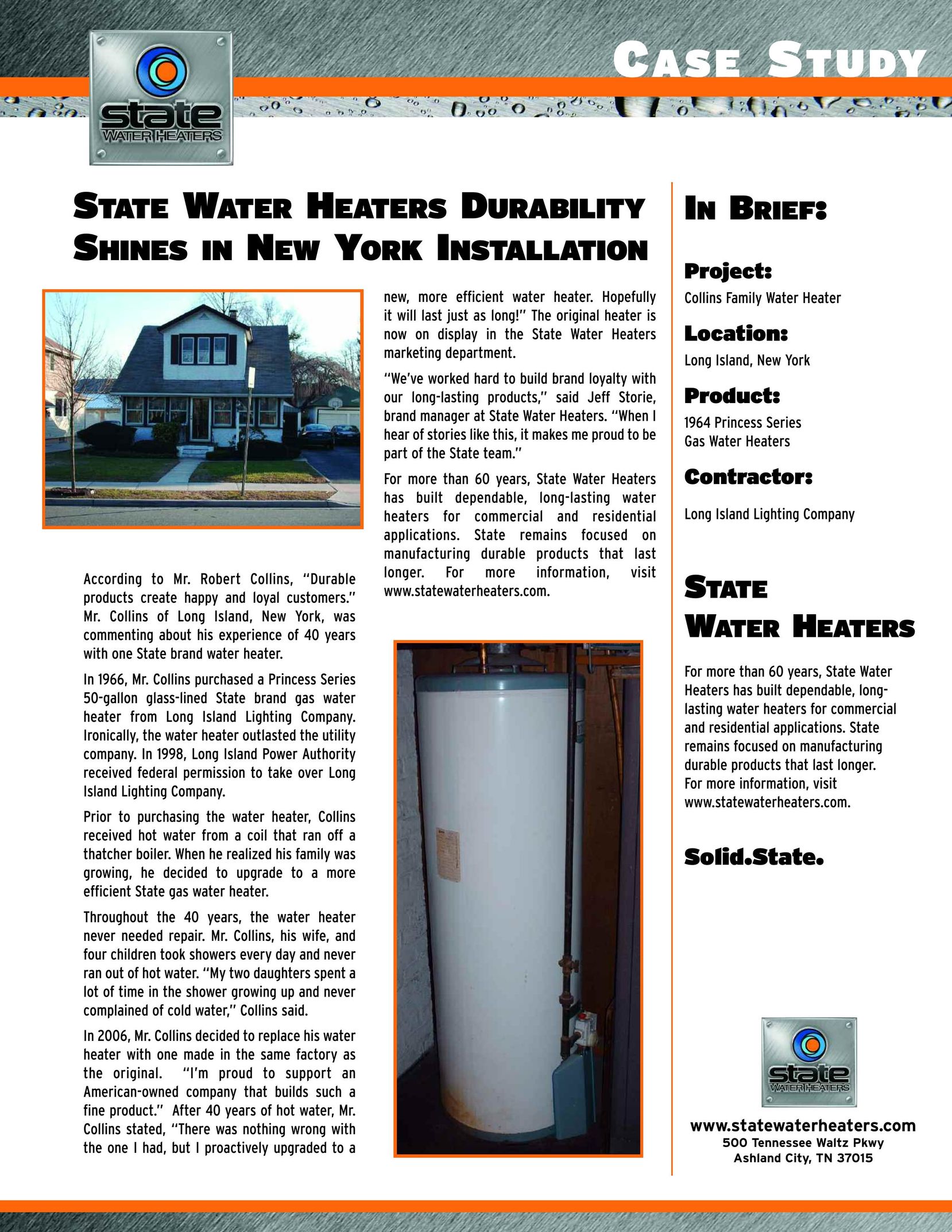State Industries Collins Water Heater User Manual