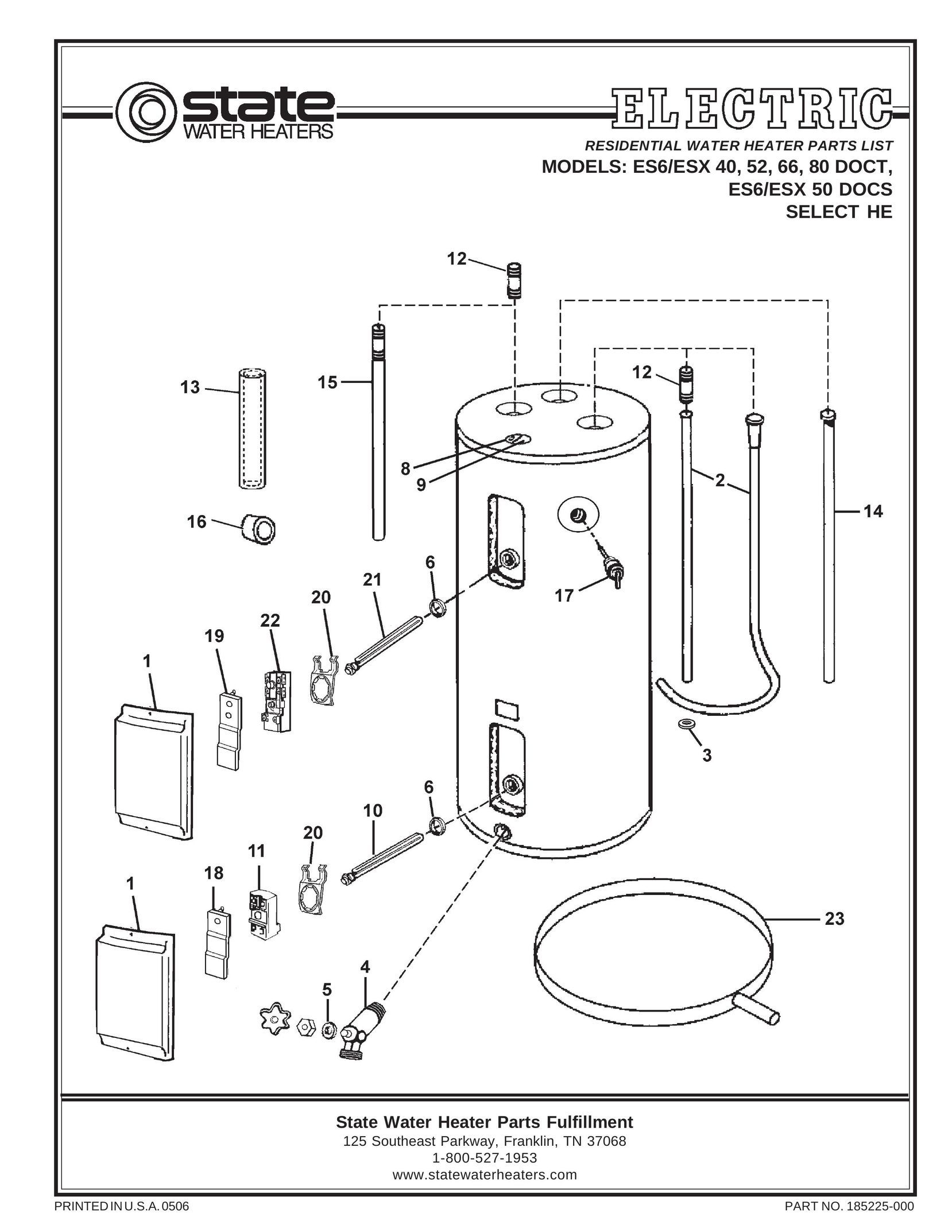 State Industries ES6/ESX 50 DOCS Water Heater User Manual