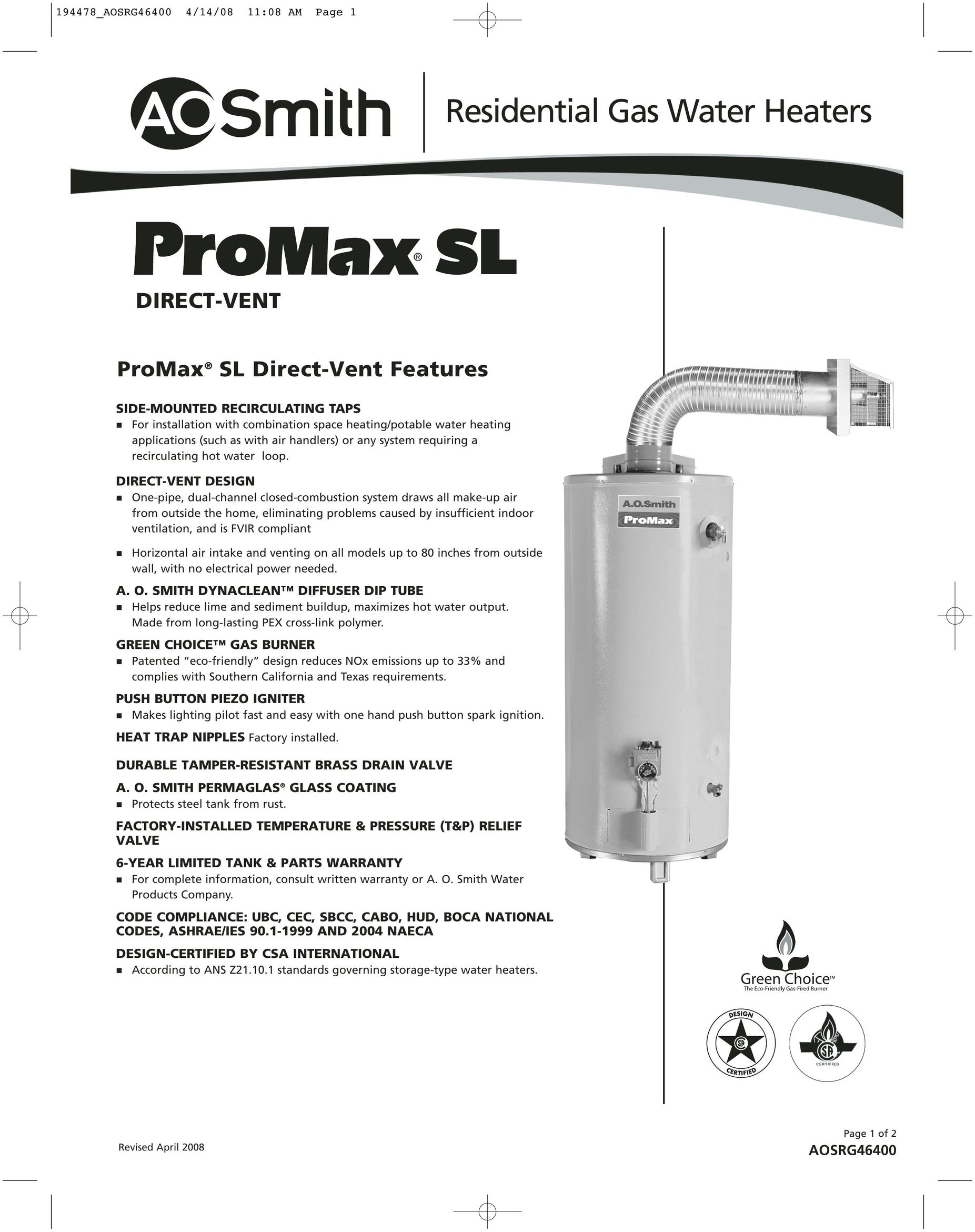 Univex ProMax SL Water Heater User Manual