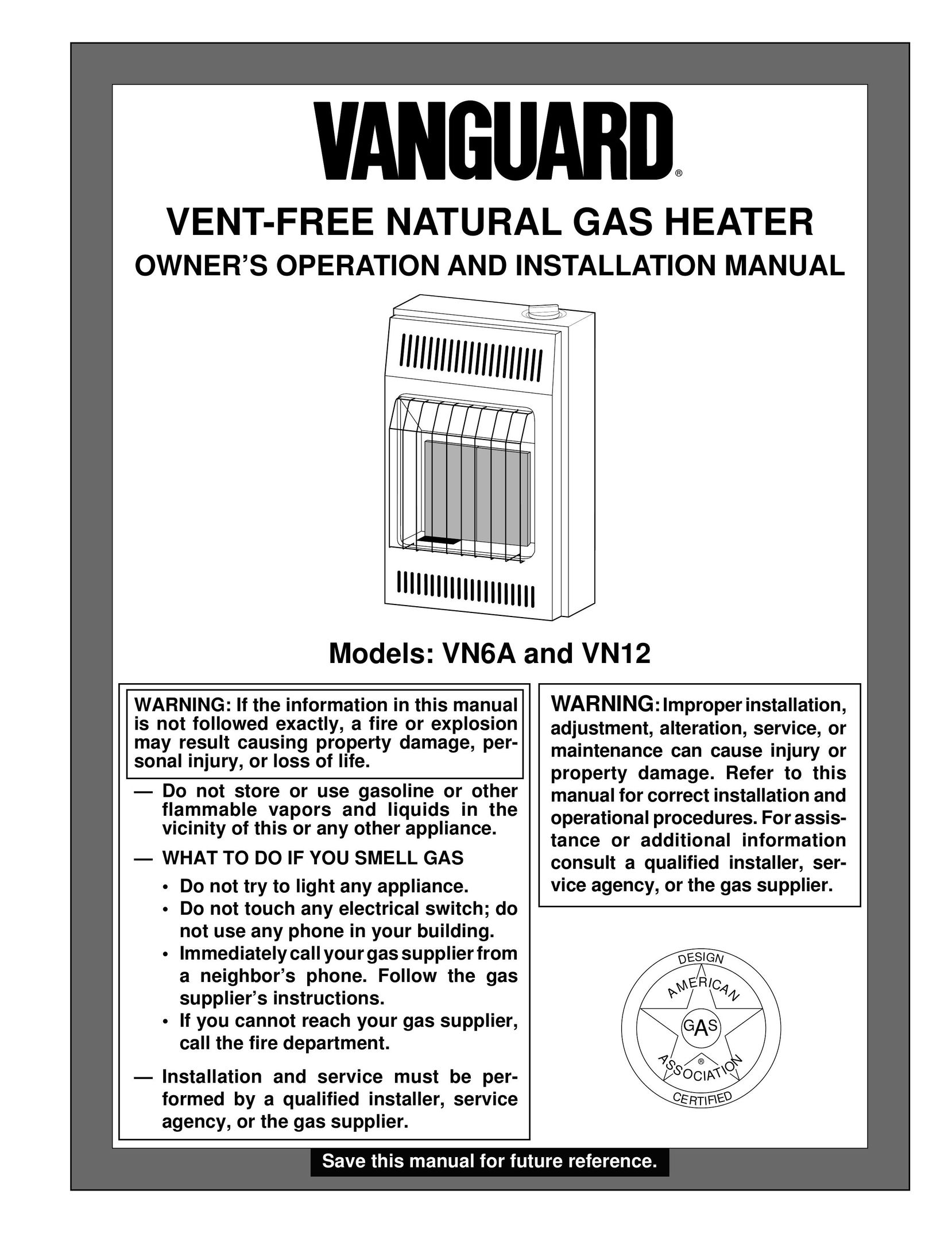 Vanguard Heating VN6A Water Heater User Manual