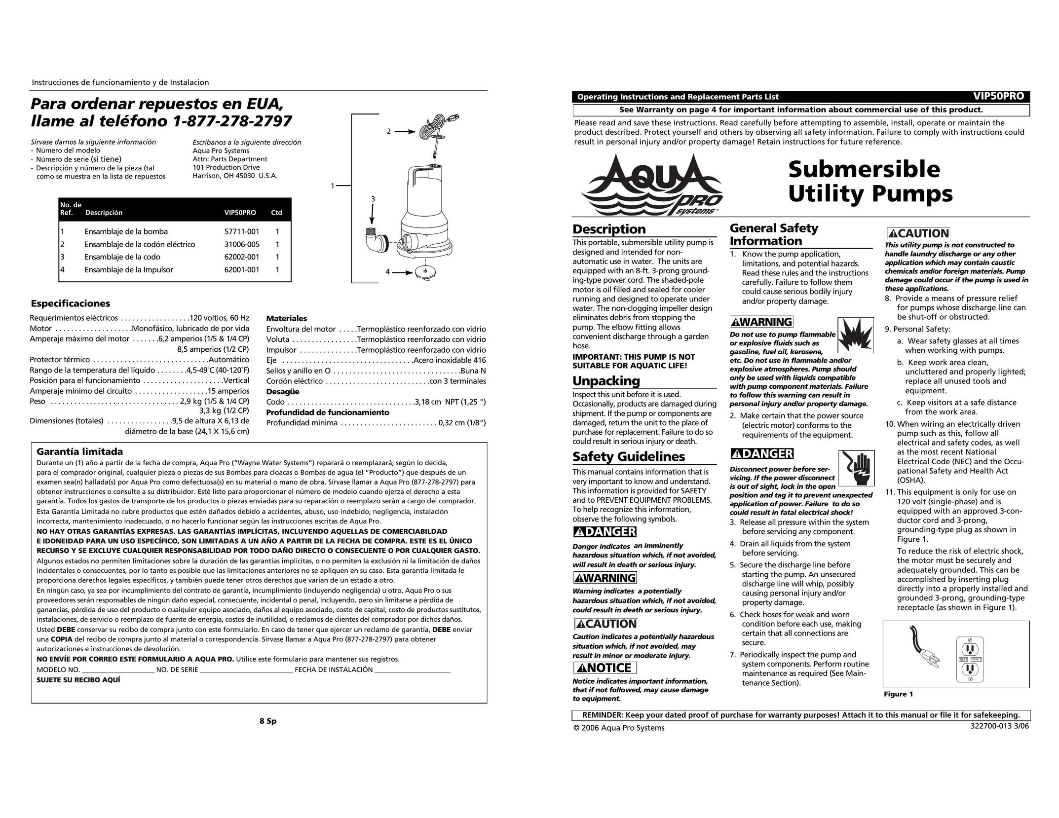 AquaPRO VIP50PRO Water Pump User Manual