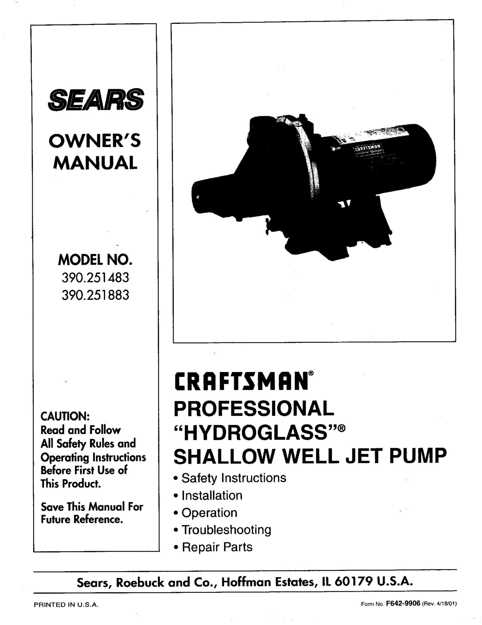 Craftsman 390.251483 Water Pump User Manual