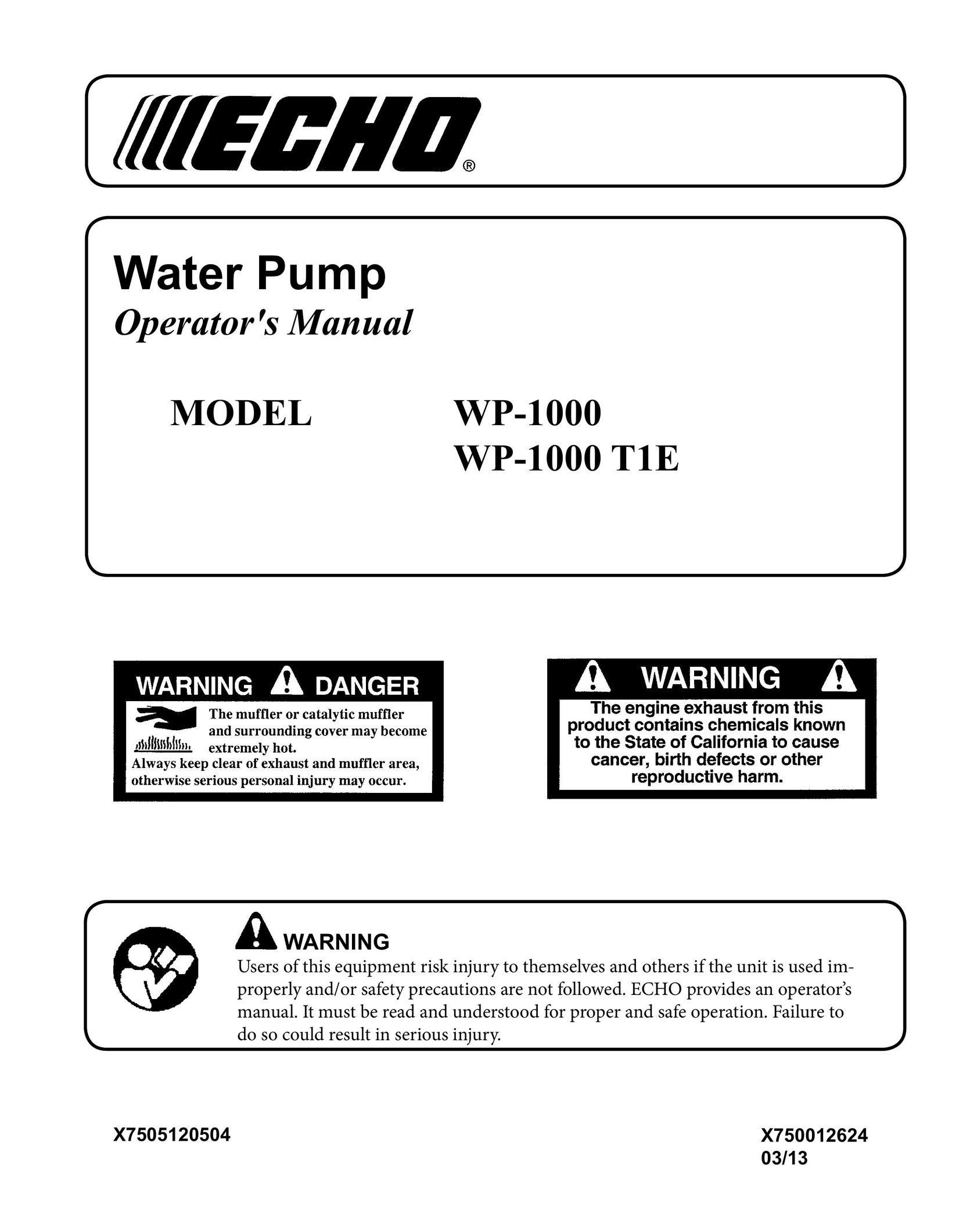 Echo WP-1000 Water Pump User Manual