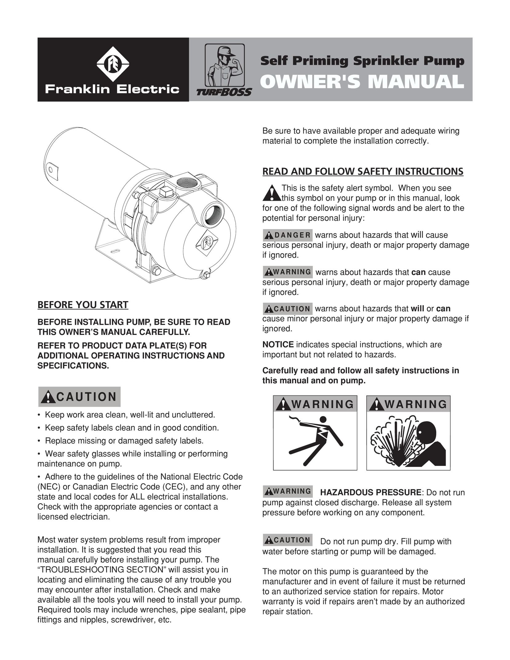 Franklin TB15CI Water Pump User Manual