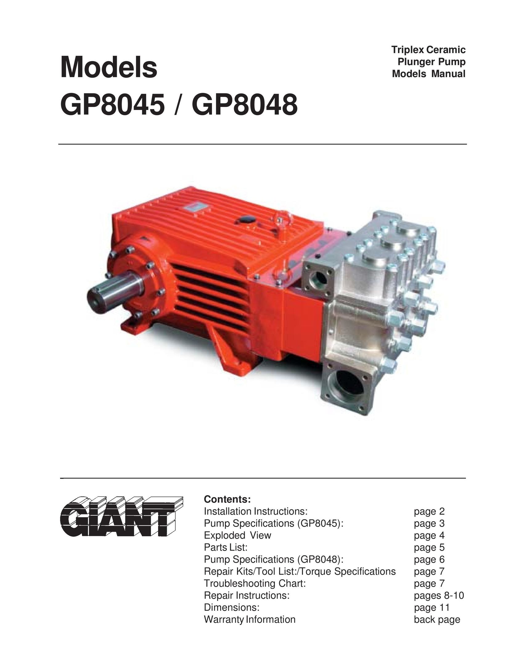 Giant GP8045 Water Pump User Manual