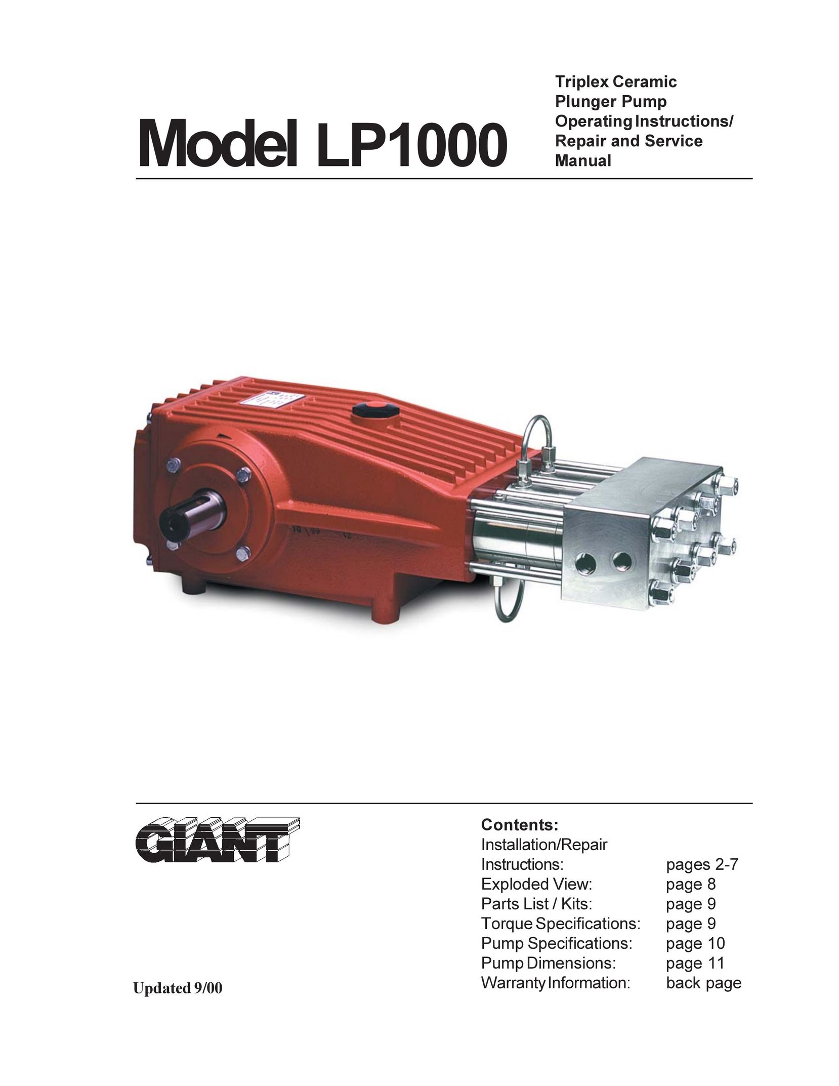 Giant LP1000 Water Pump User Manual