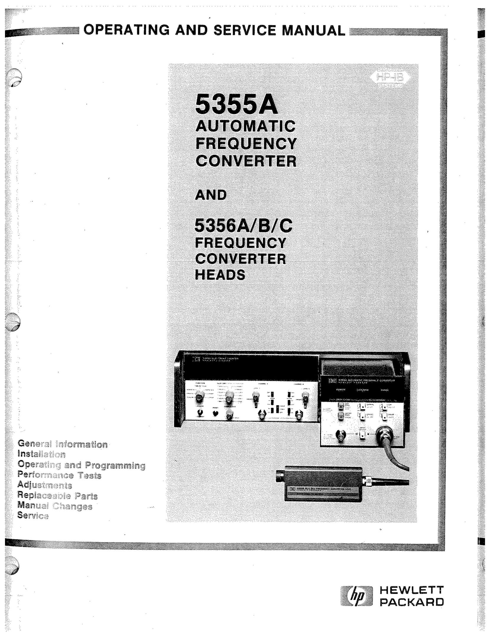 HP (Hewlett-Packard) 5356A Water Pump User Manual