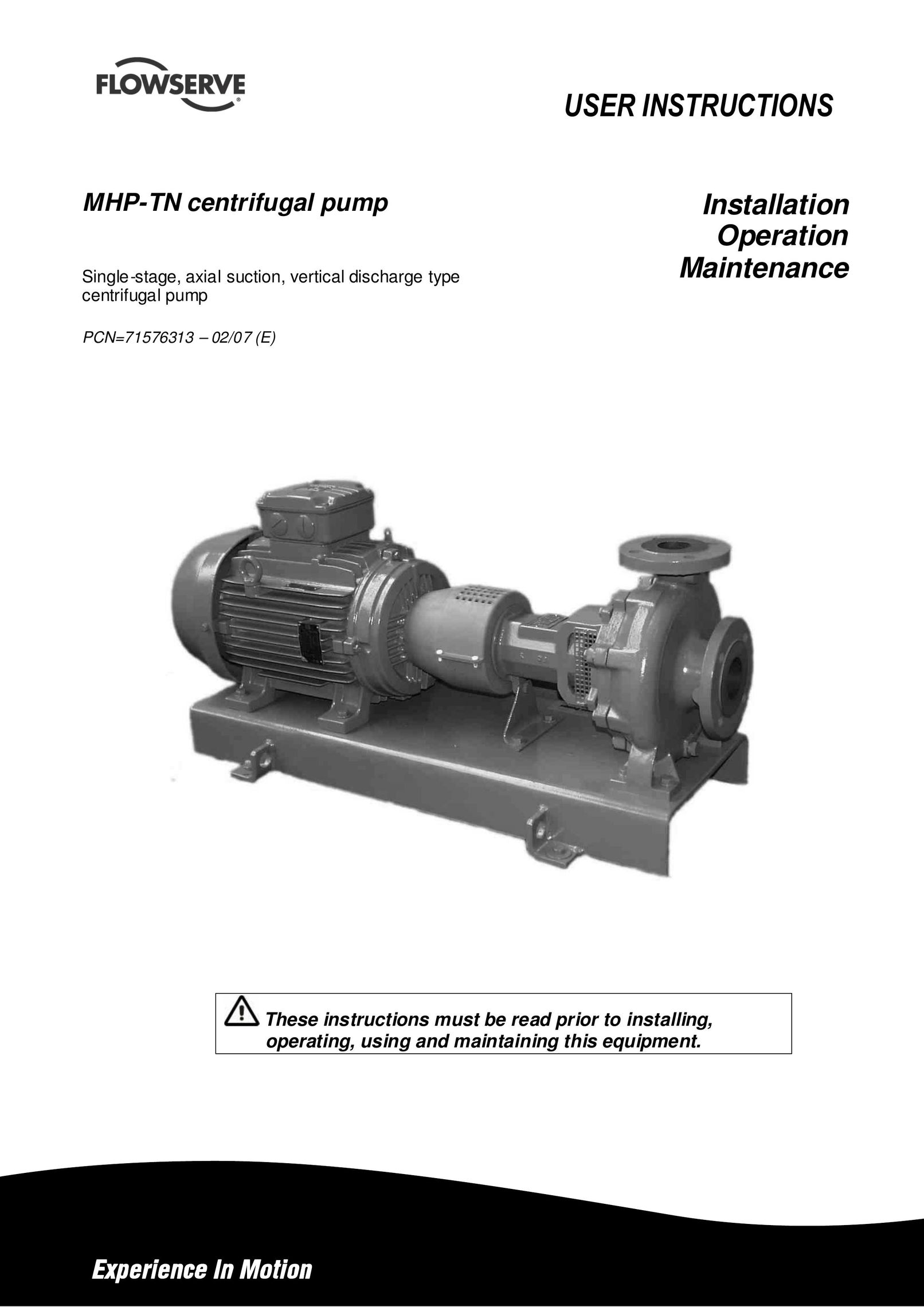 HP (Hewlett-Packard) MHP-TN Water Pump User Manual
