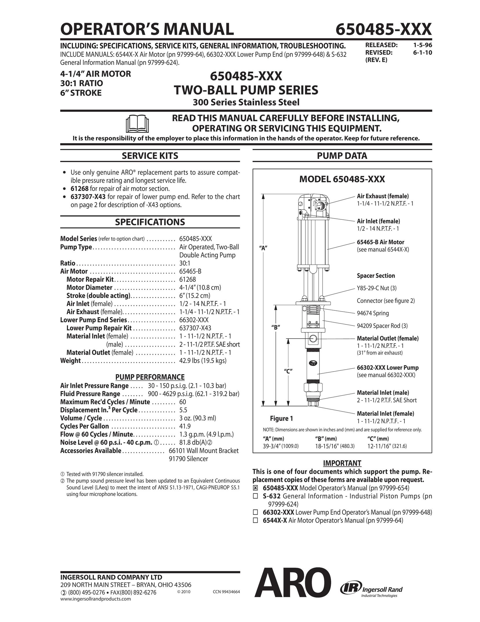 Ingersoll-Rand 650485-XXX Water Pump User Manual