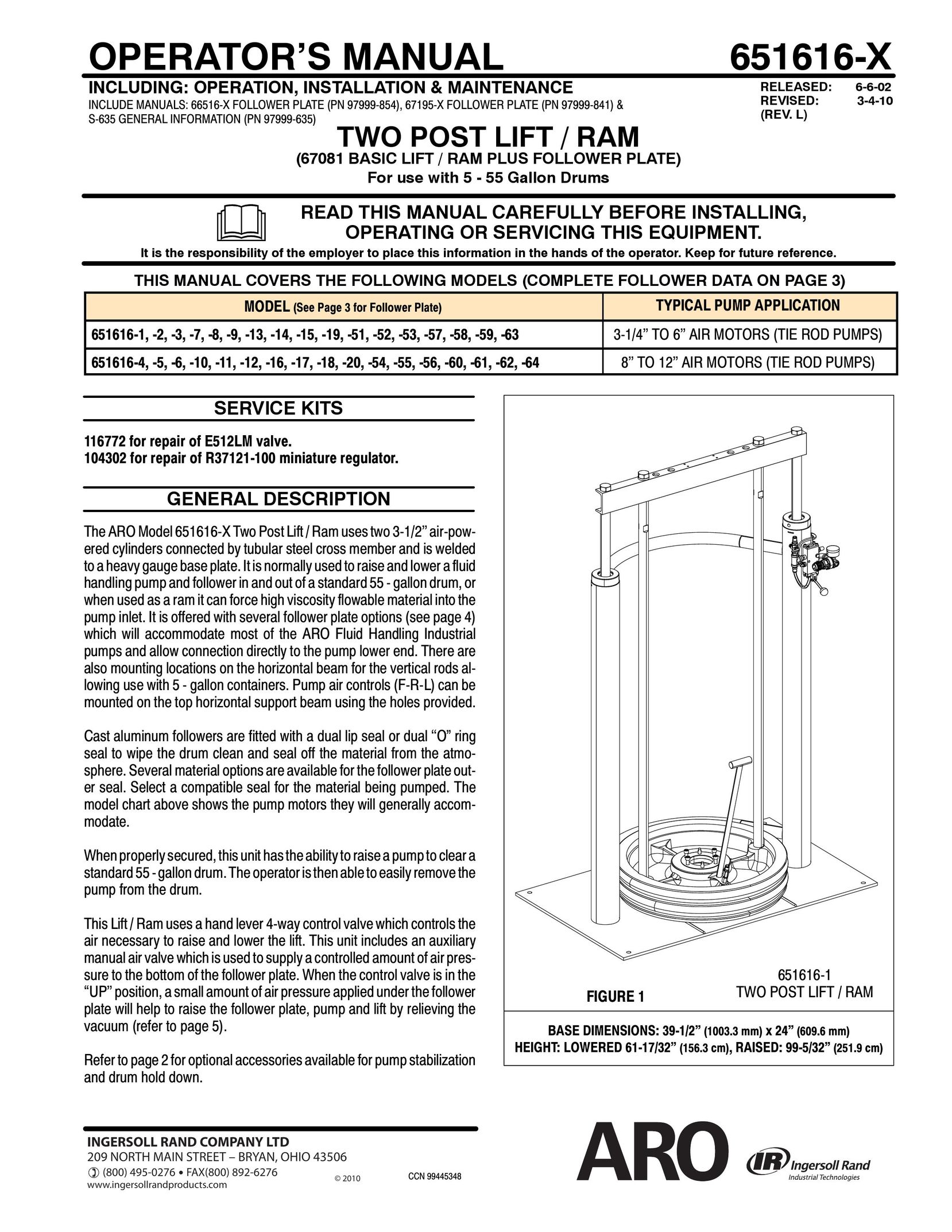 Ingersoll-Rand 651616-X Water Pump User Manual