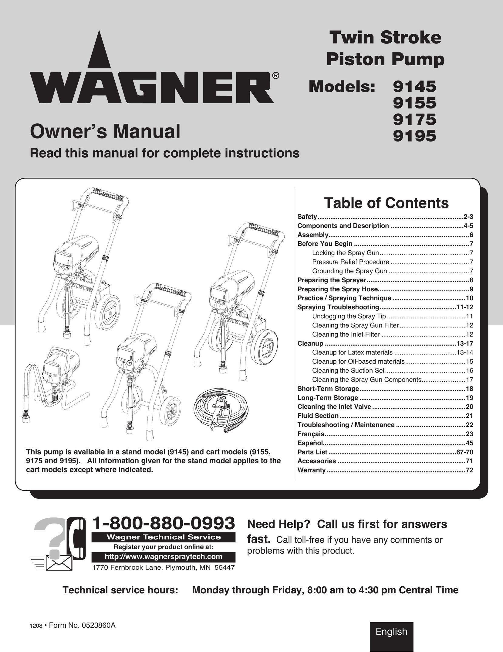 Wagner SprayTech 9195 Water Pump User Manual