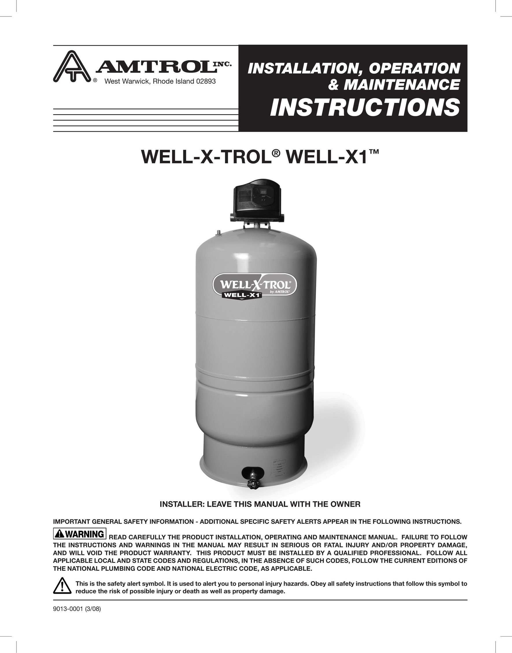 Amtrol WELL-X1 Water System User Manual
