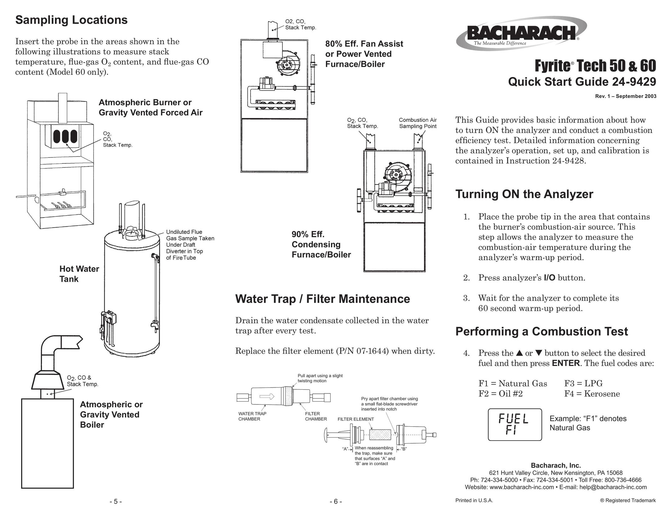 Bacharach Tech 50 Water System User Manual