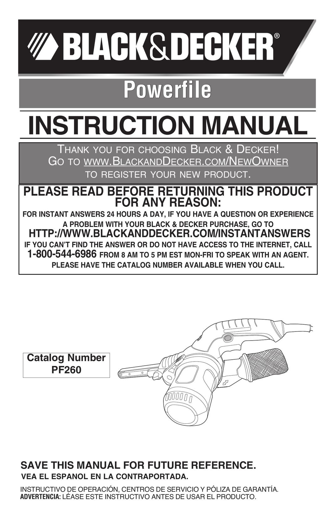 Black & Decker PF260 Water System User Manual