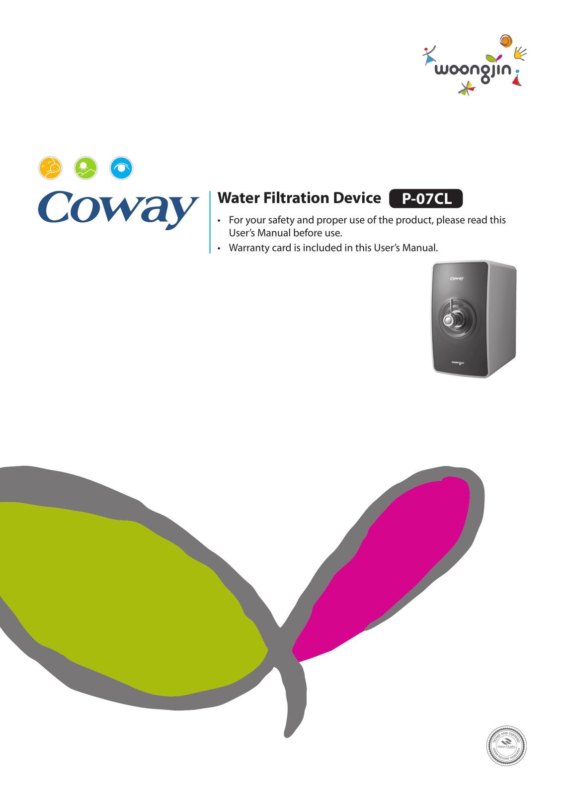 Coway P-07CL Water System User Manual