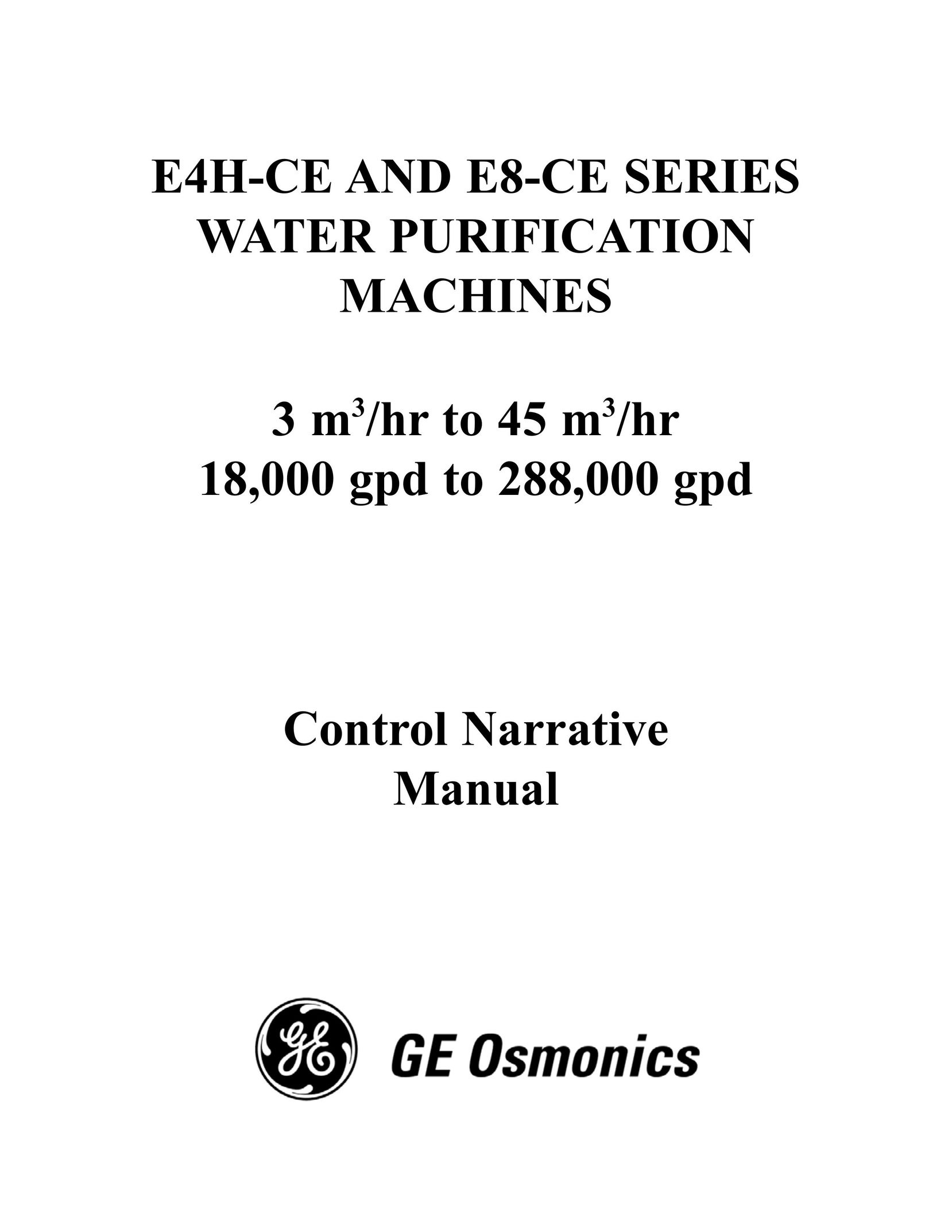 GE E4H-CE Water System User Manual