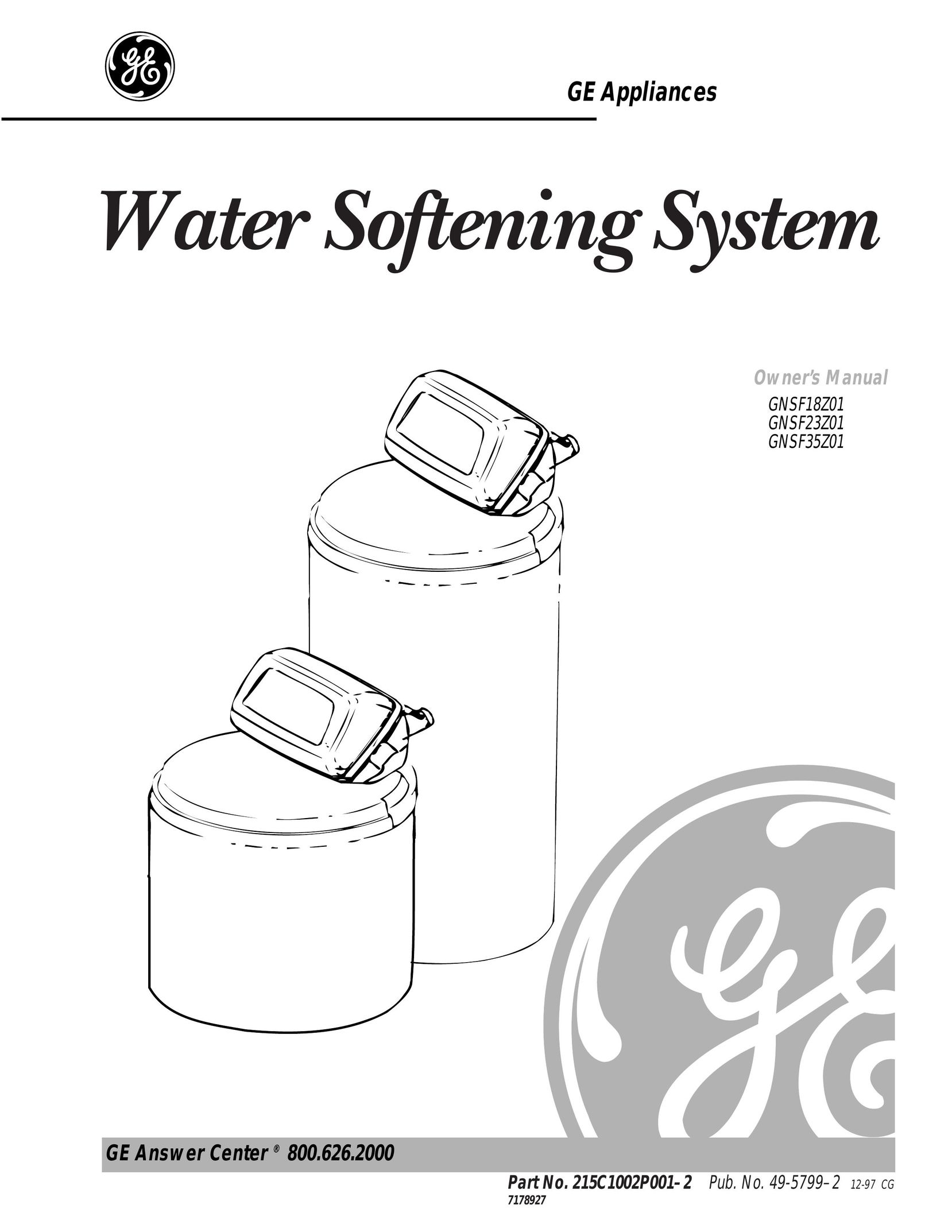 GE GNSF18Z01 Water System User Manual