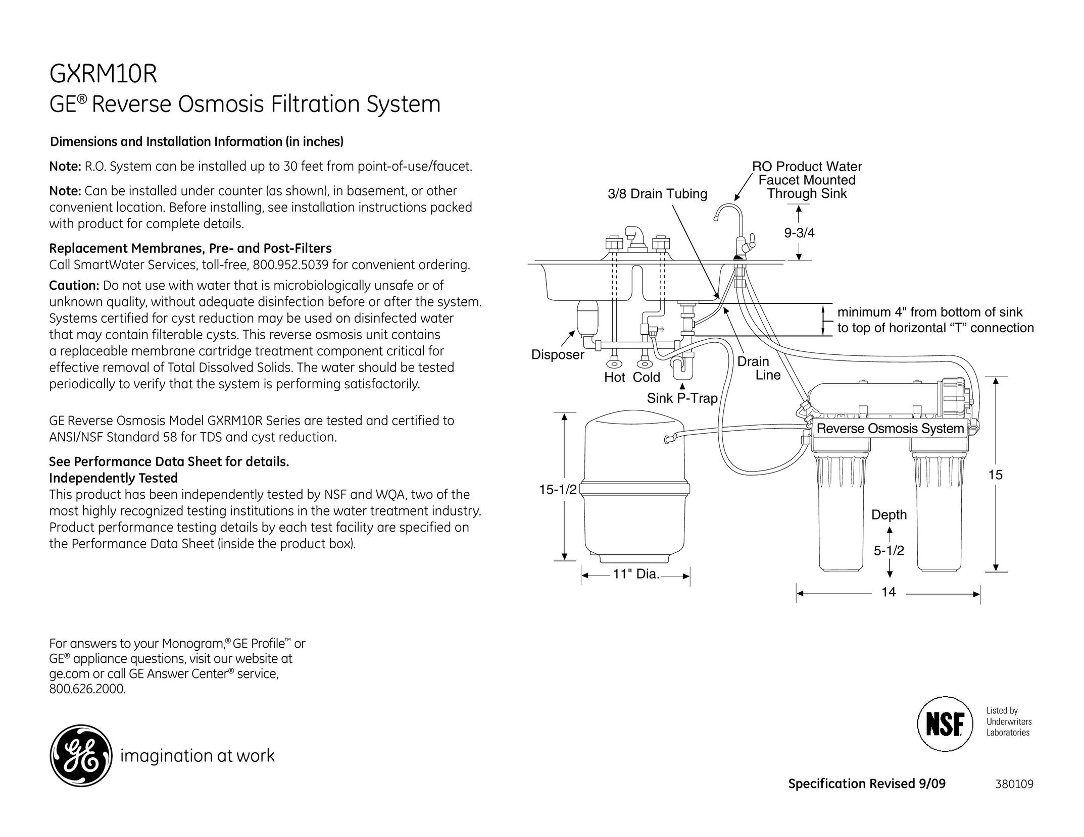 GE GXRM10R Water System User Manual