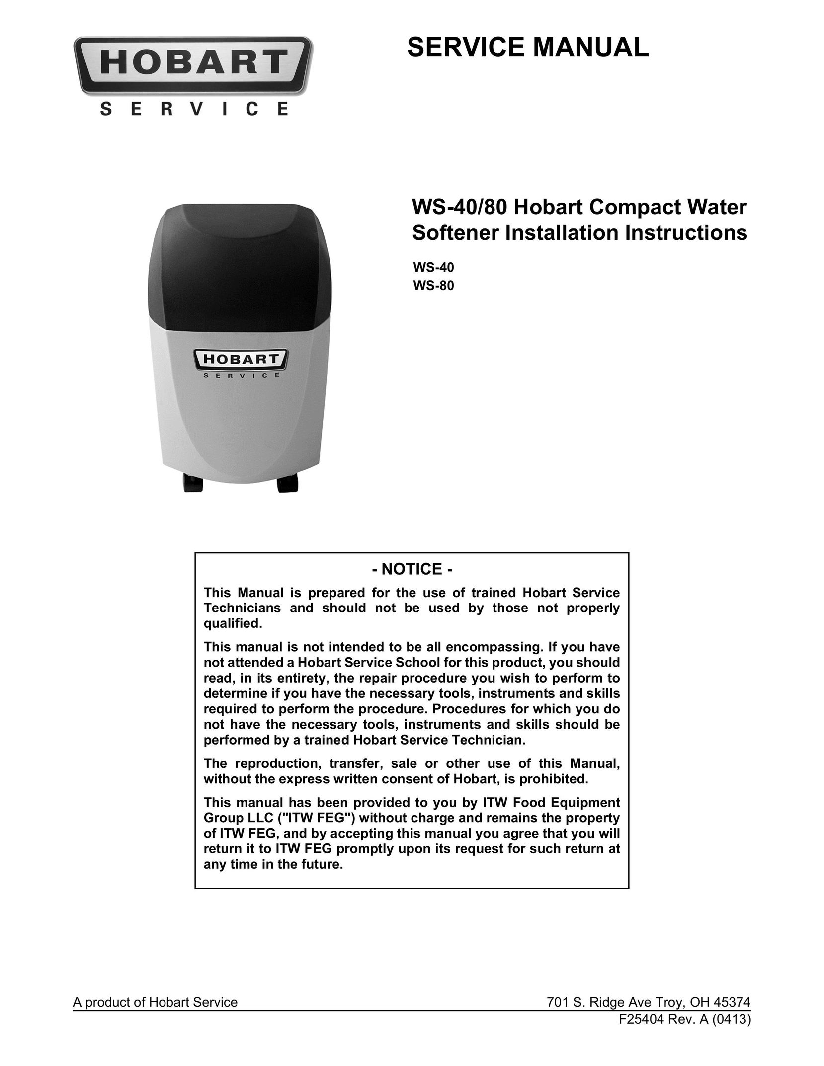 Hobart WS-40 Water System User Manual
