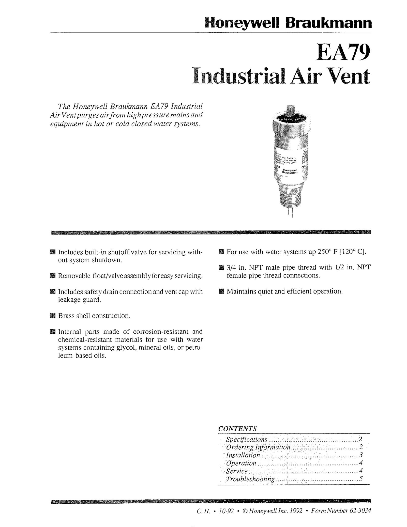 Honeywell EA79 Water System User Manual