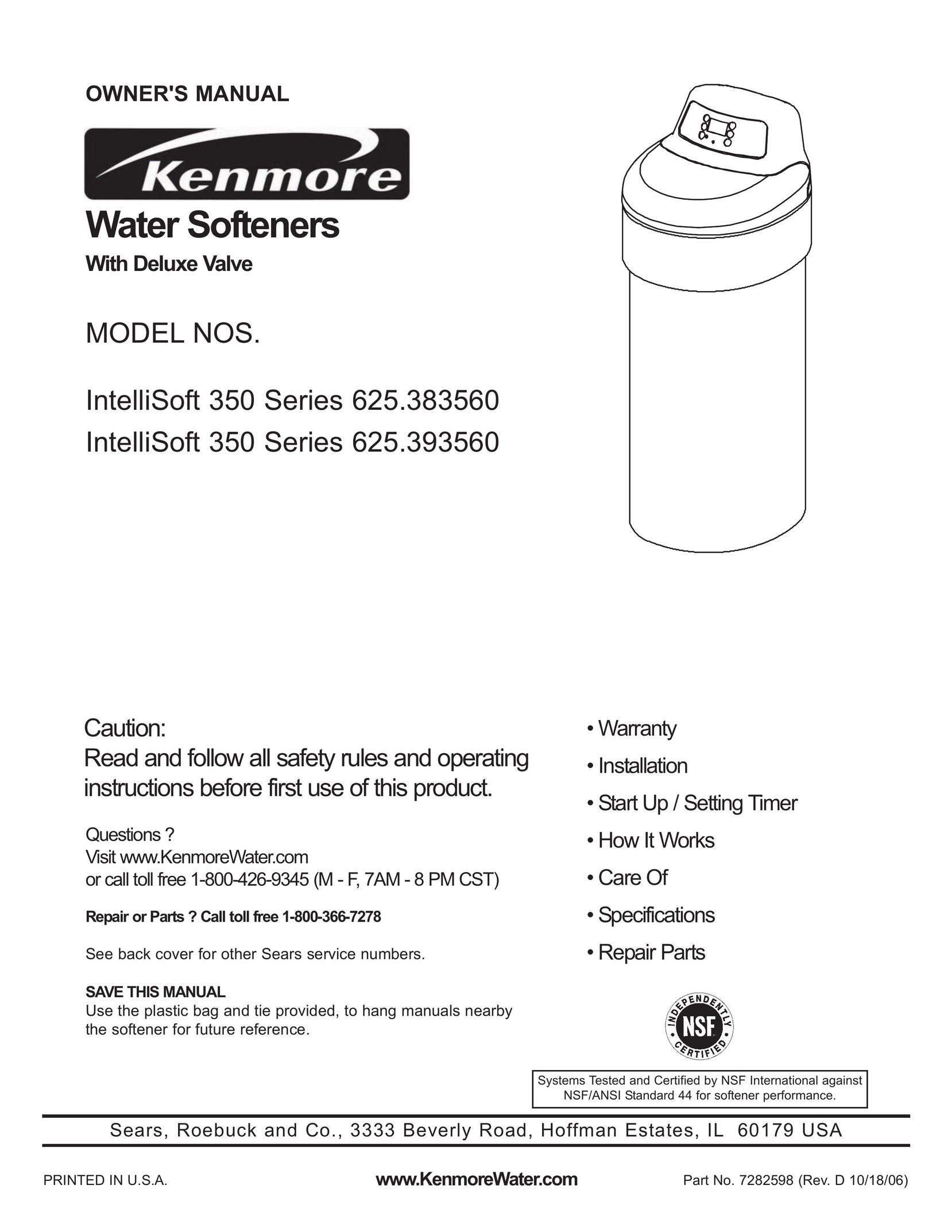 Kenmore 350 Series Water System User Manual