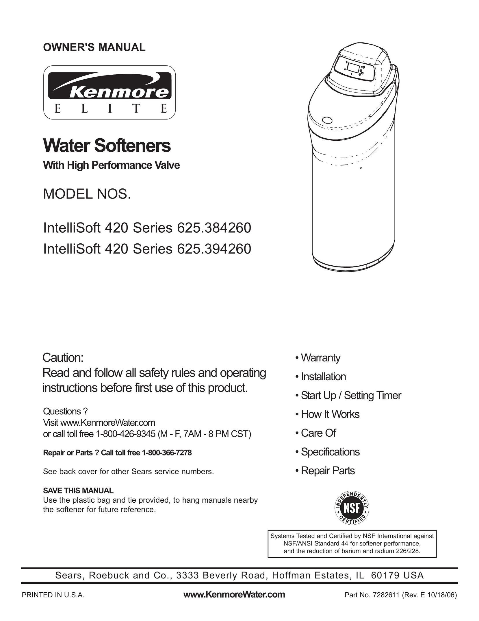 Kenmore 420 Series Water System User Manual