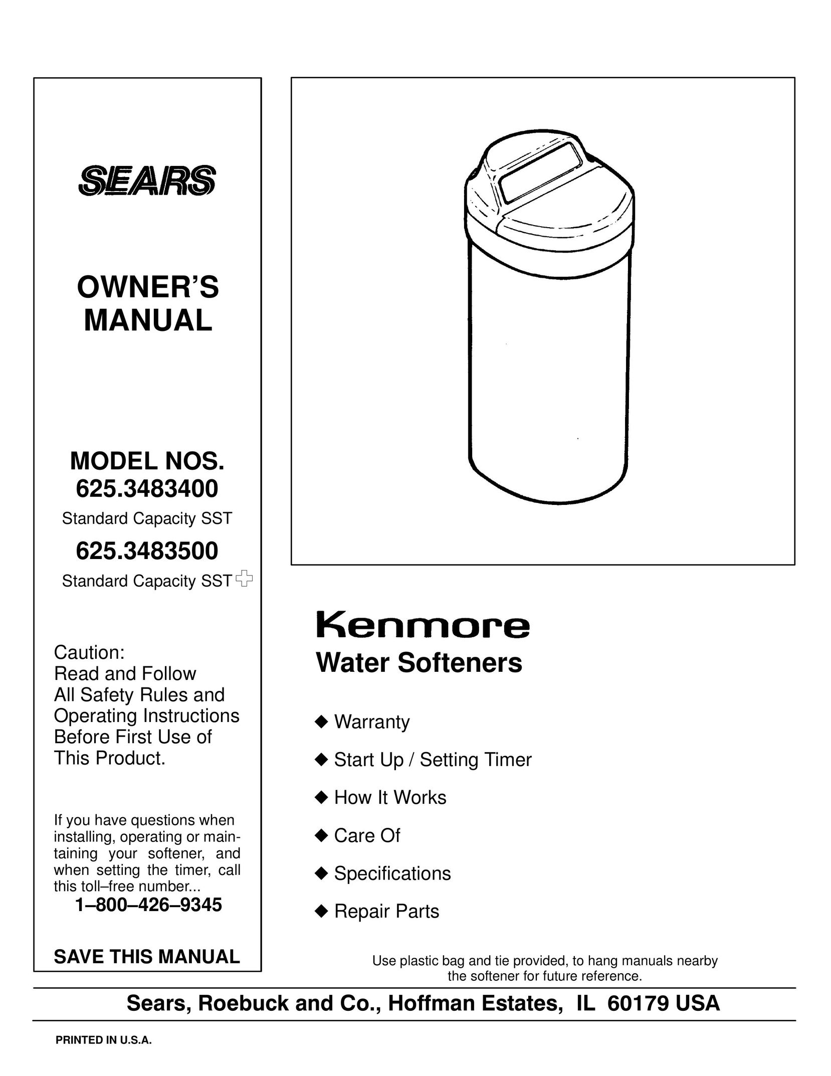 Kenmore 625.3483400 Water System User Manual