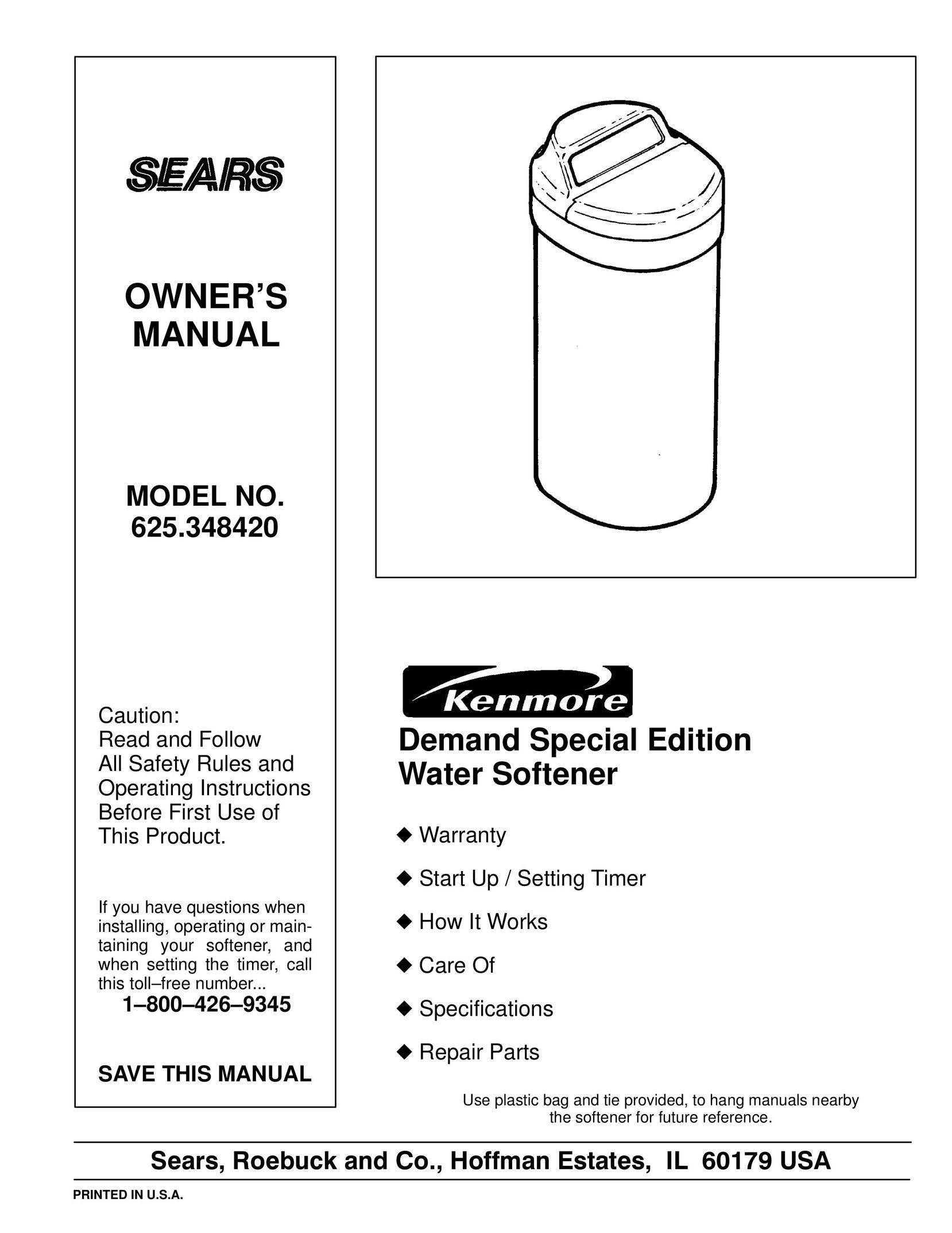 Kenmore 625.348420 Water System User Manual