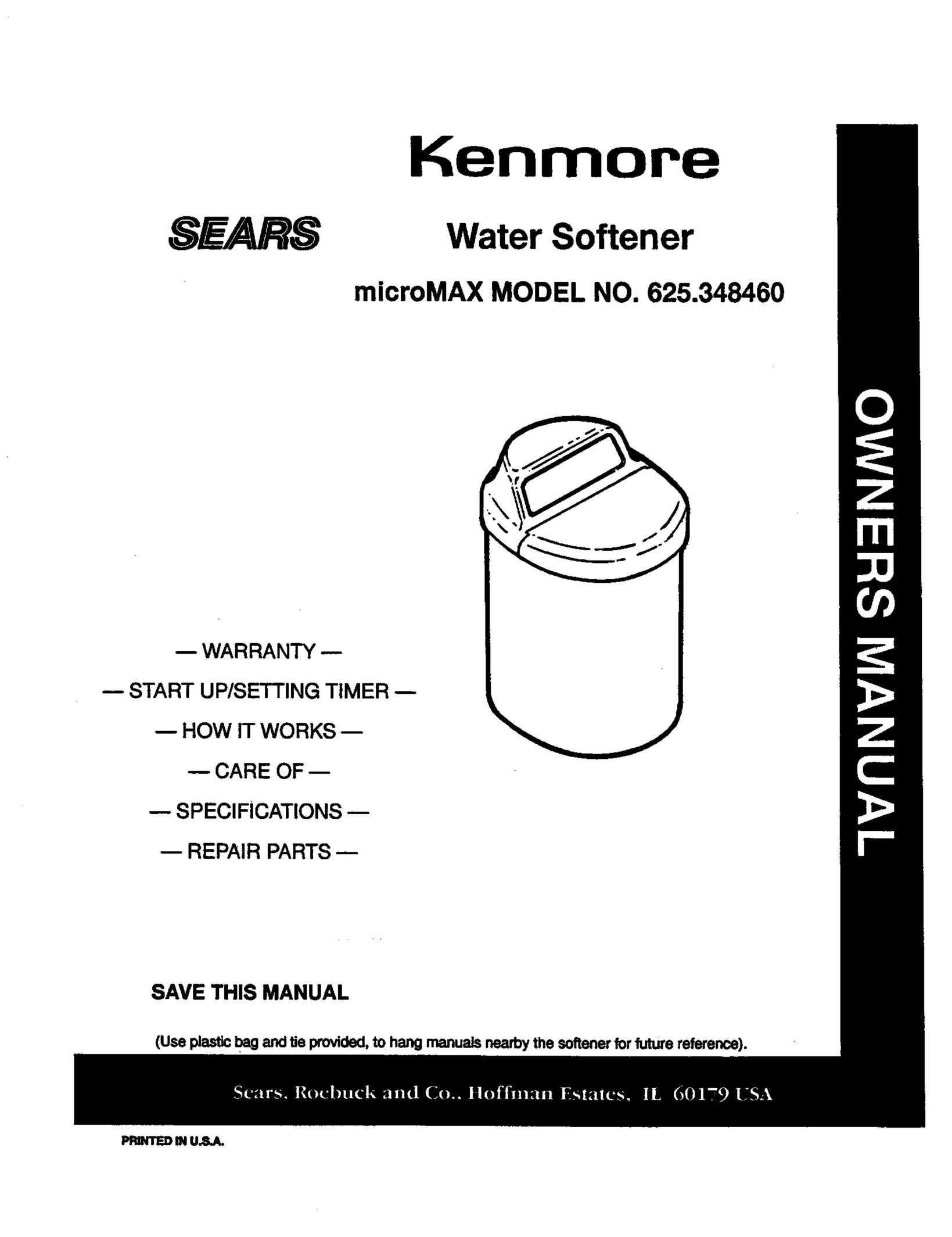 Kenmore 625.34846 Water System User Manual
