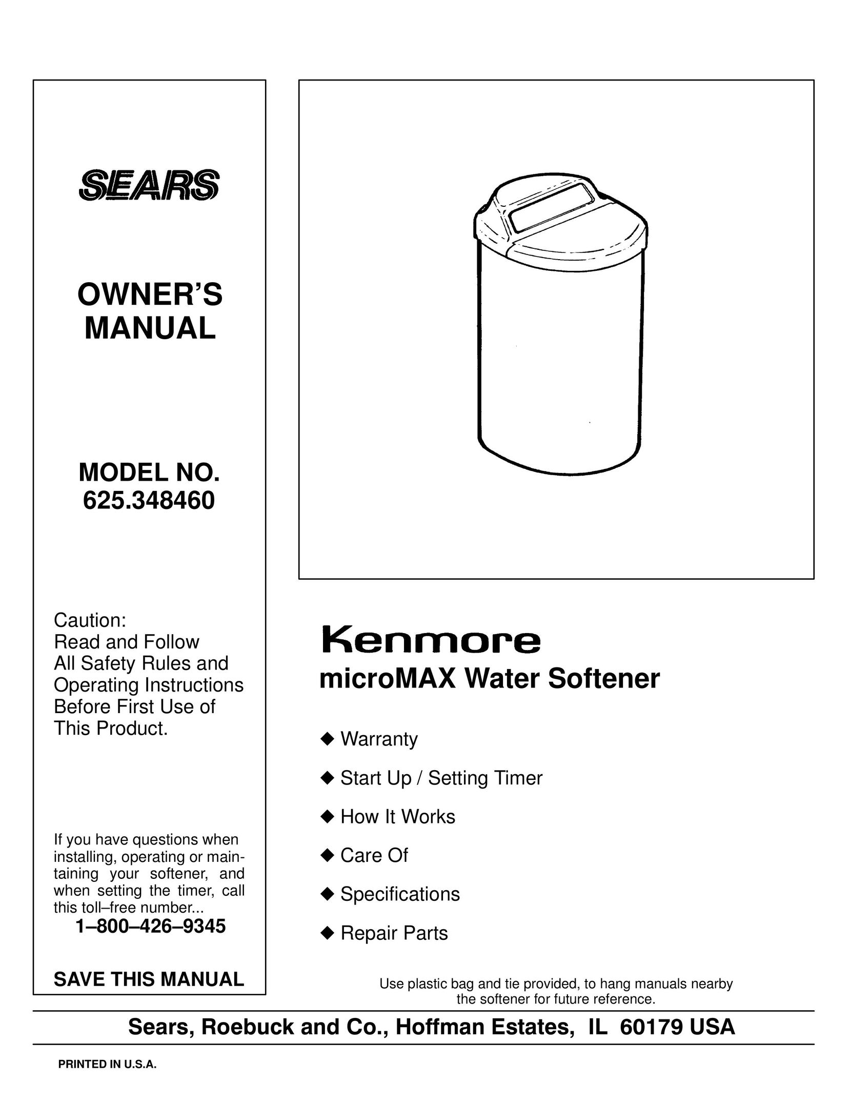 Kenmore 625.348460 Water System User Manual