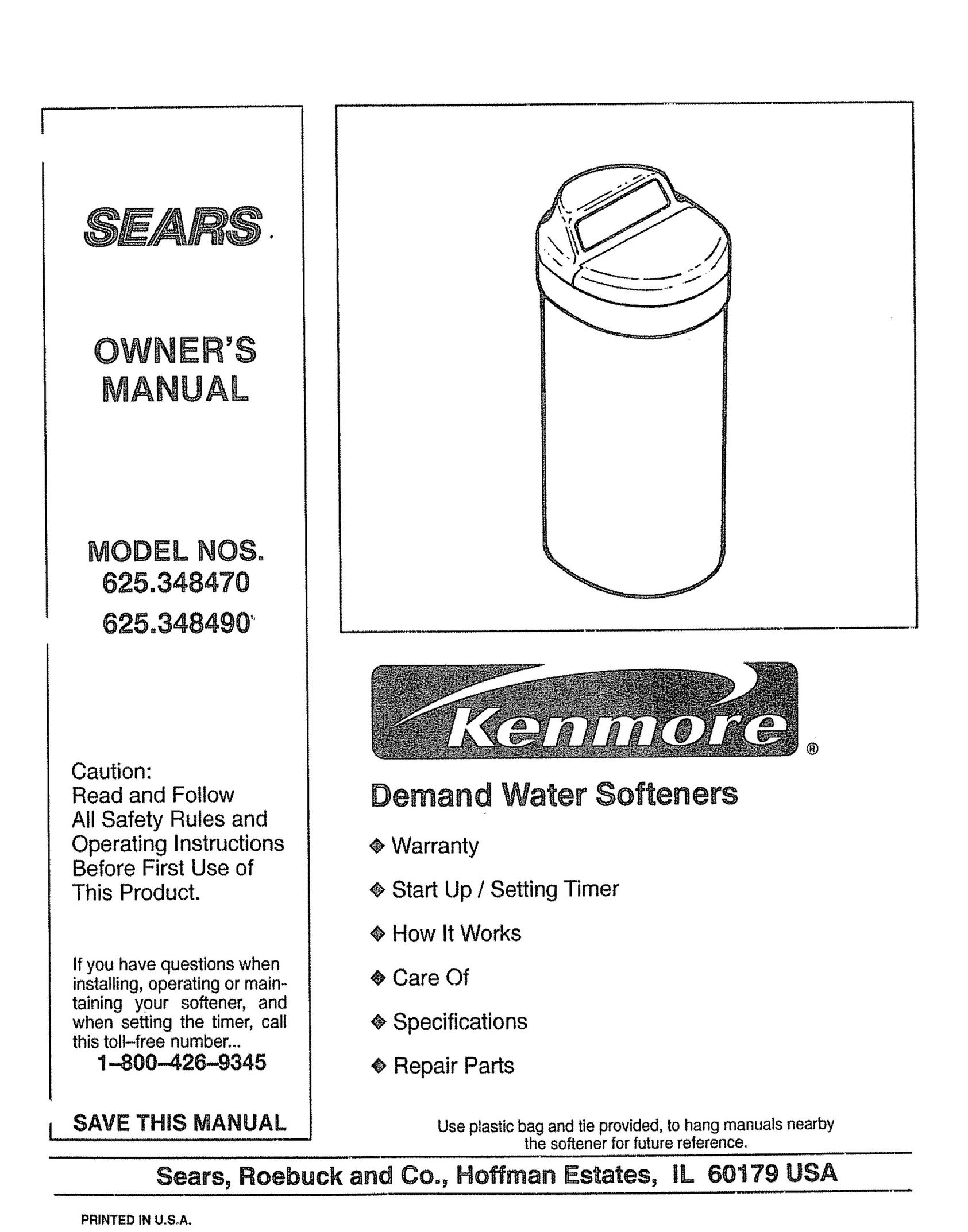 Kenmore 625.34847 Water System User Manual