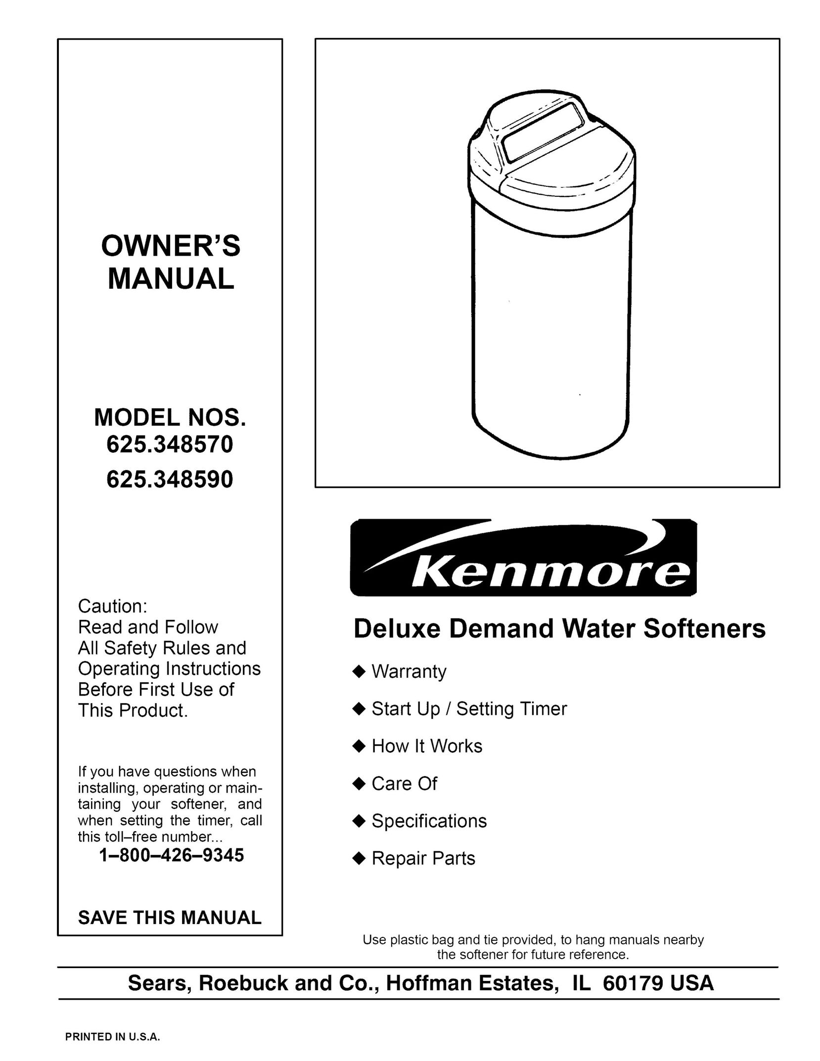 Kenmore 625.34859 Water System User Manual