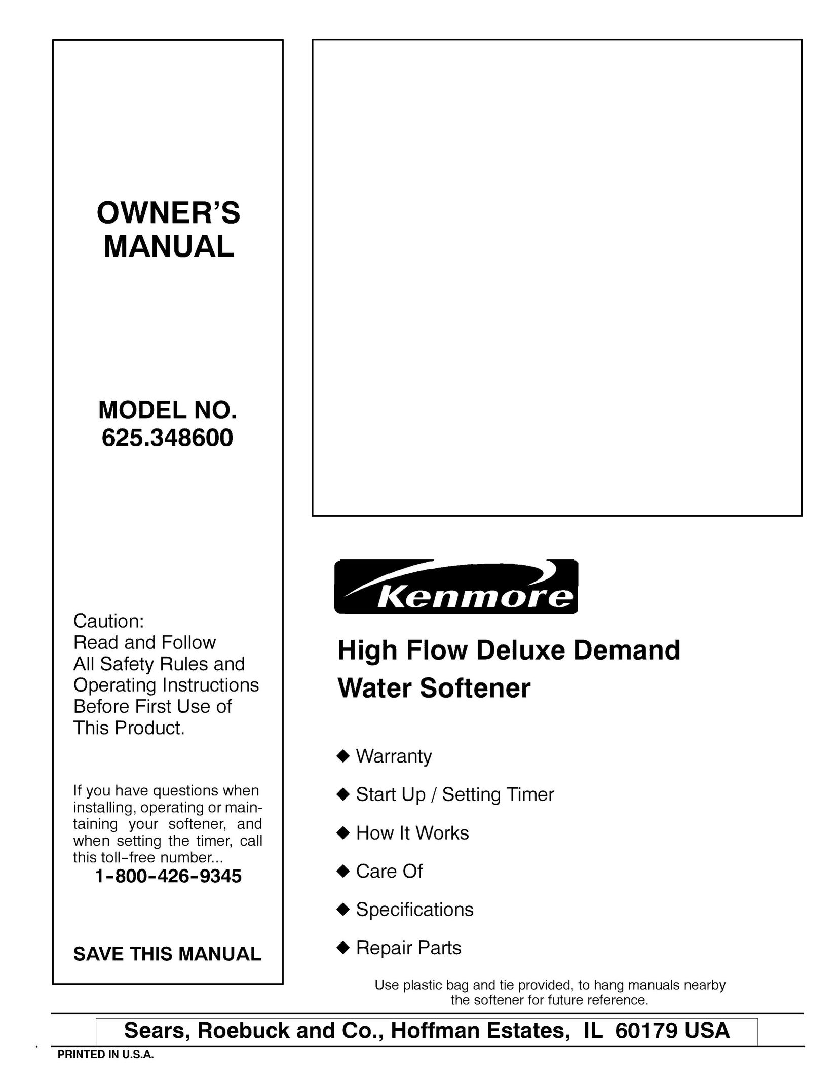 Kenmore 625.3486 Water System User Manual