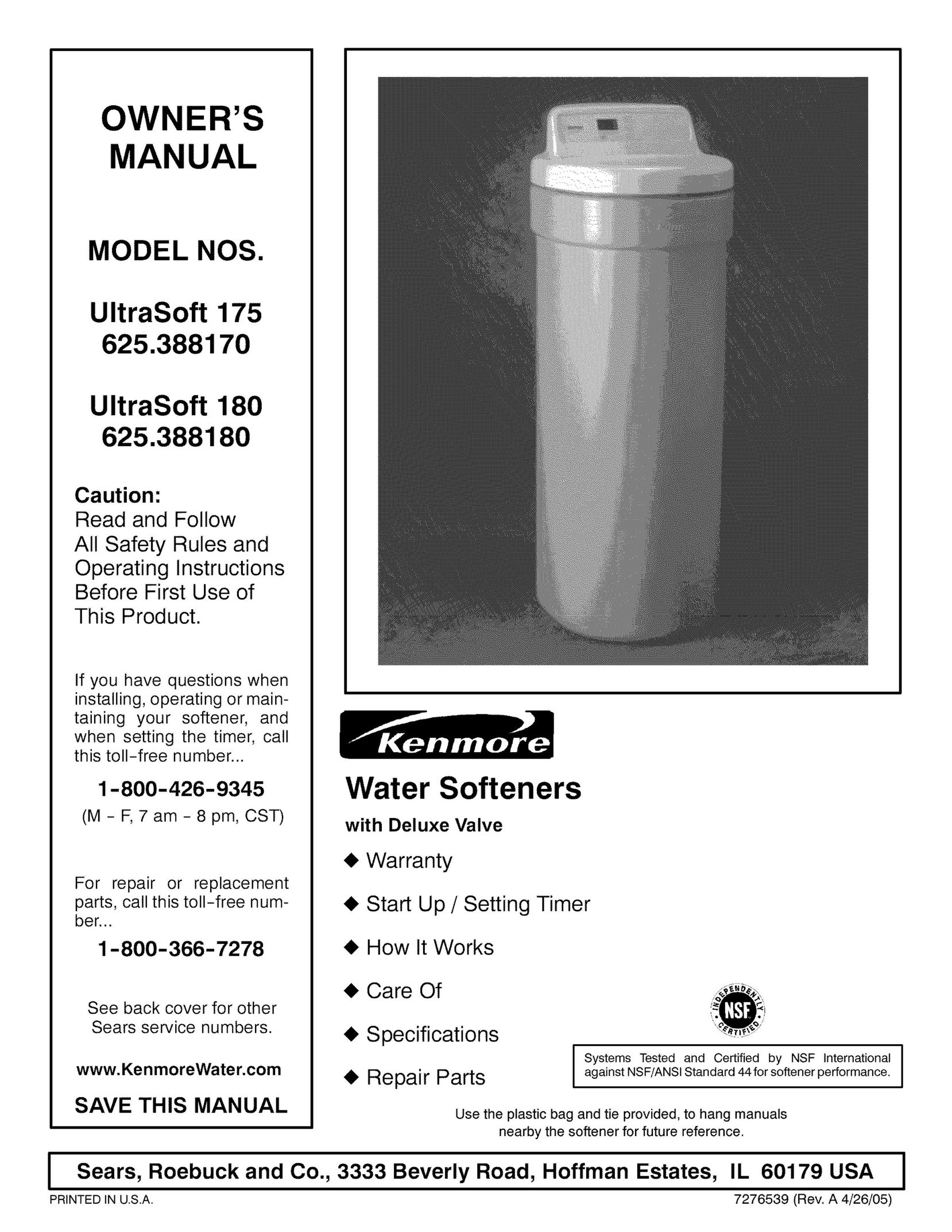 Kenmore 625.38817 Water System User Manual