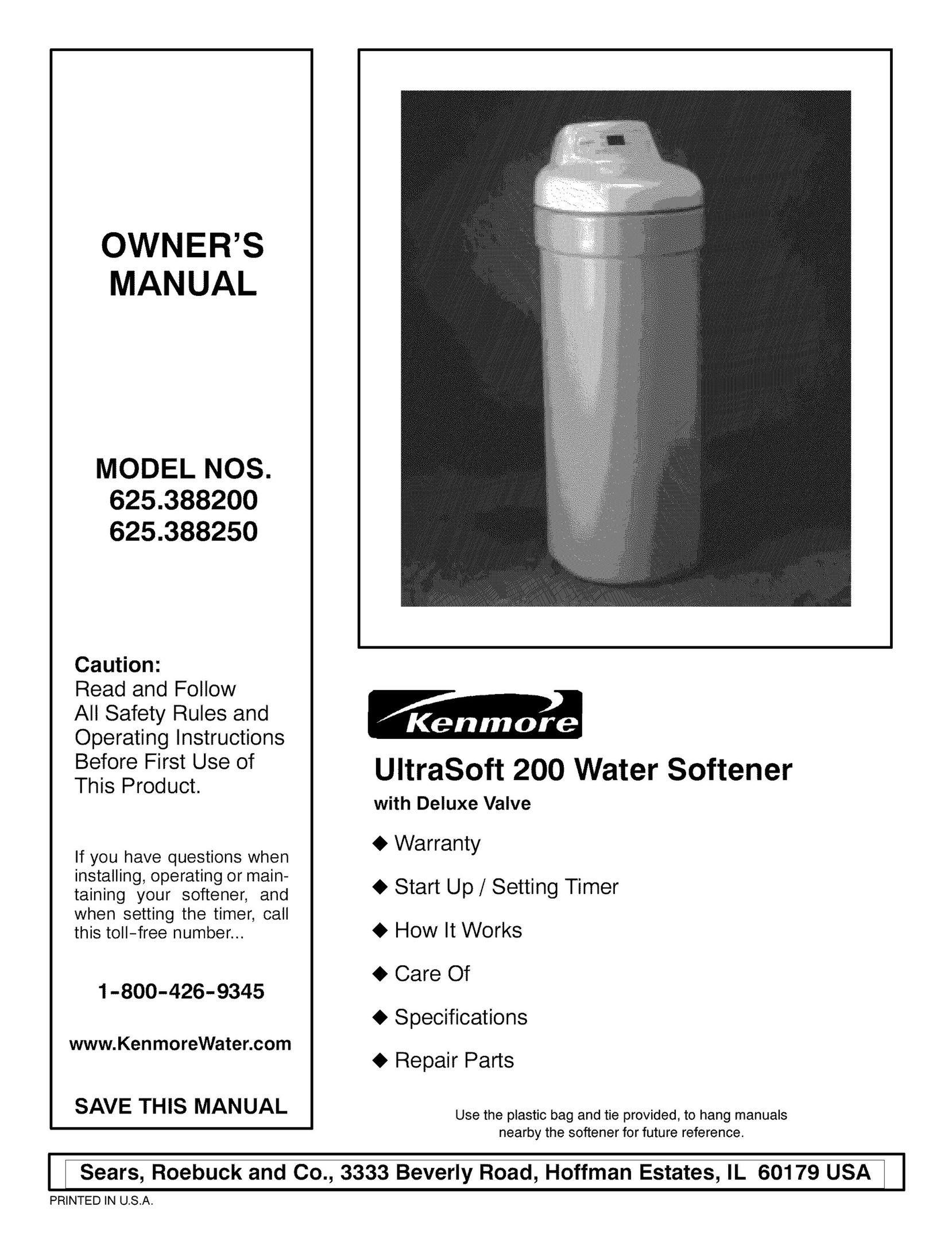 Kenmore 625.3882 Water System User Manual