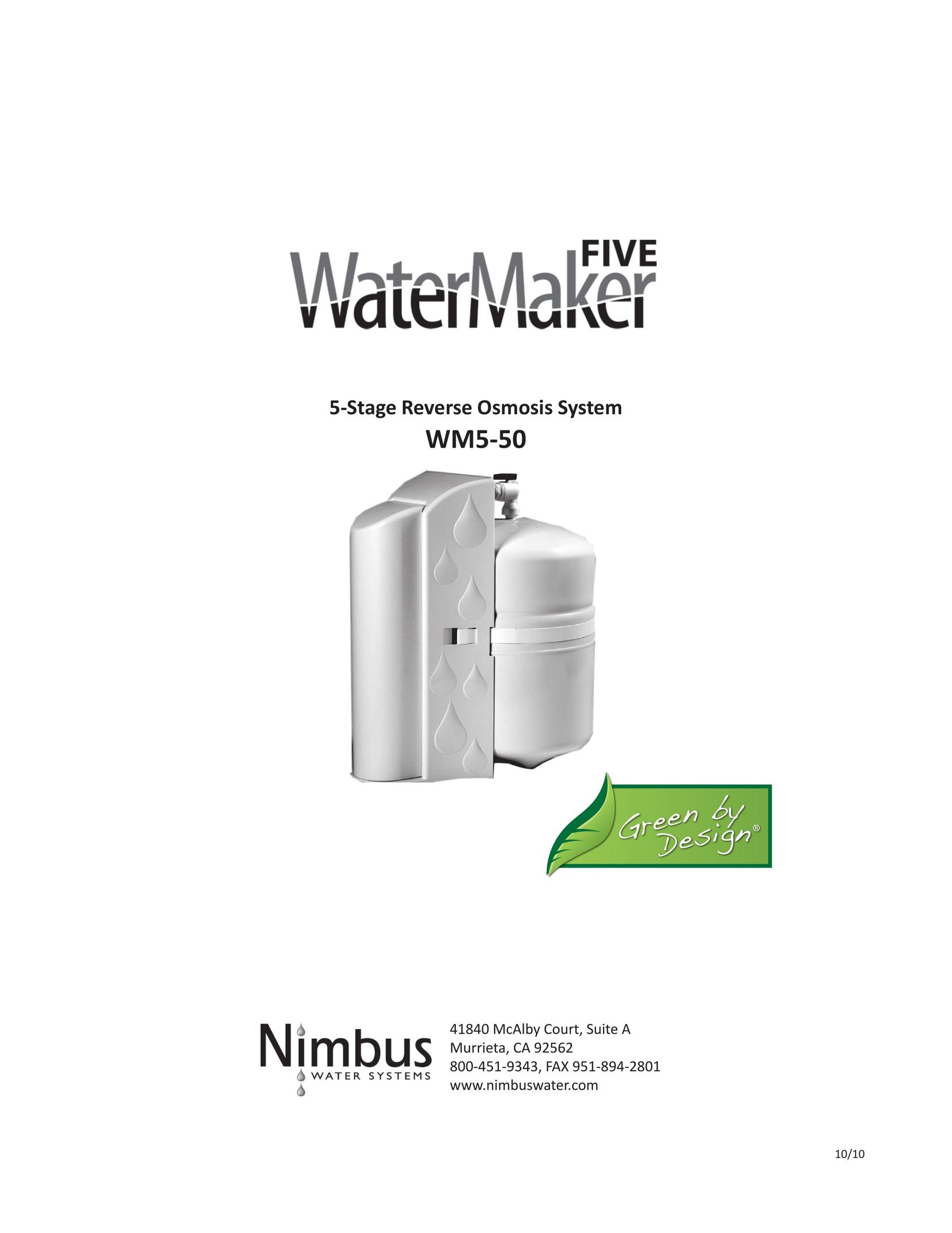 Nimbus Water Systems WM5-50 Water System User Manual